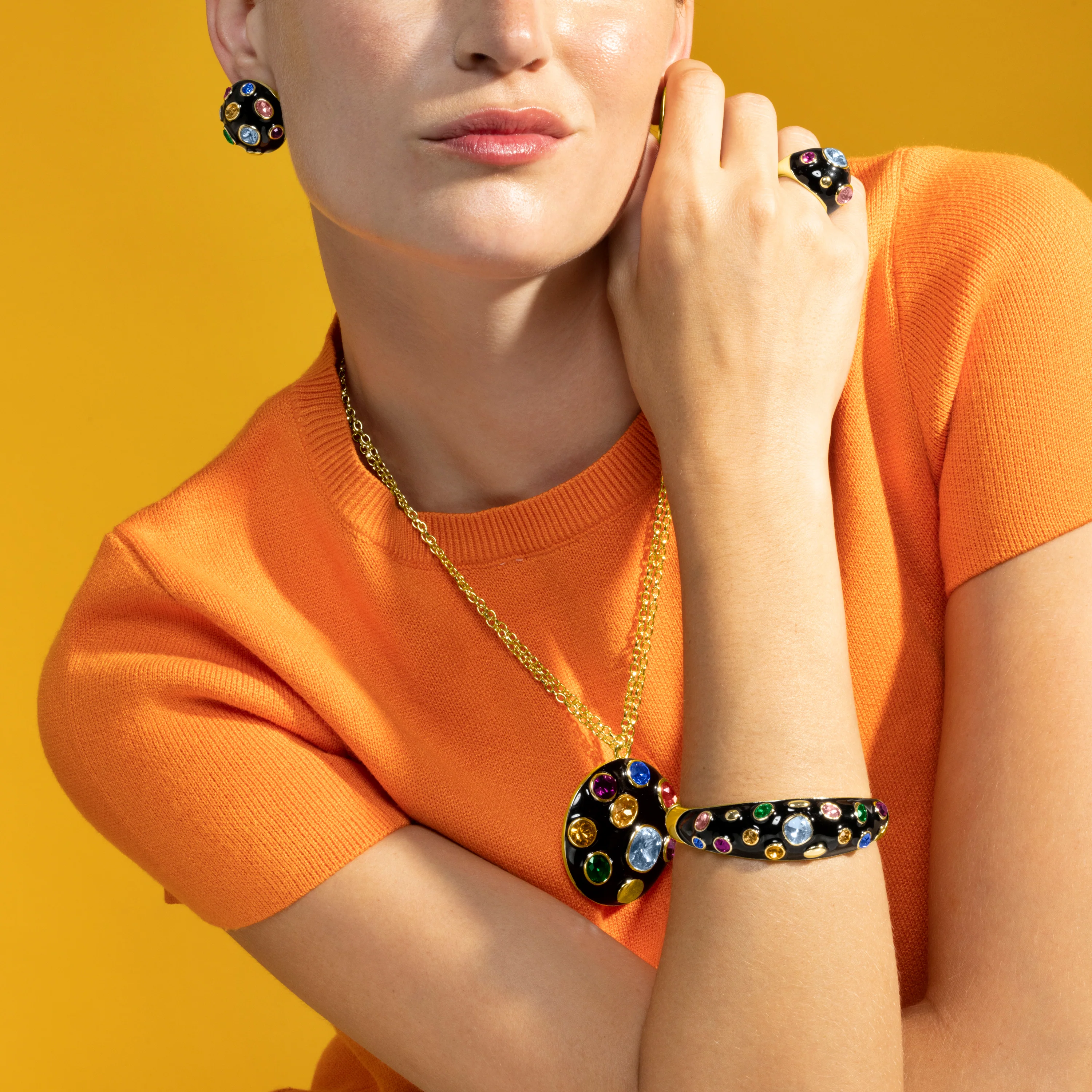Collar con Lacado Negro acabado oro 18k - Yever - Image 2