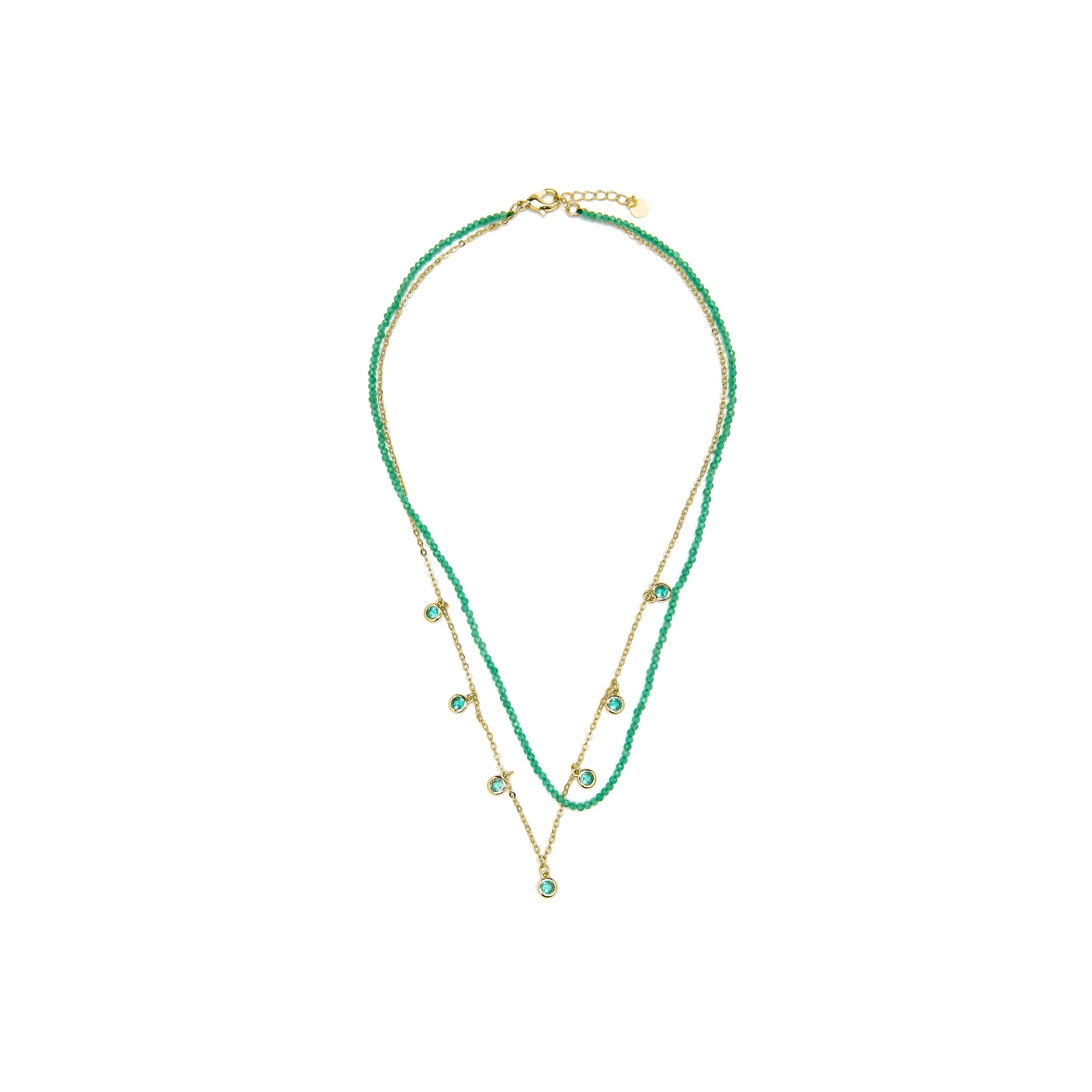 Collar de Plata de Ley 925 y Circonita Esmeralda acabado oro amarillo de 18k - Zaru - Image 3
