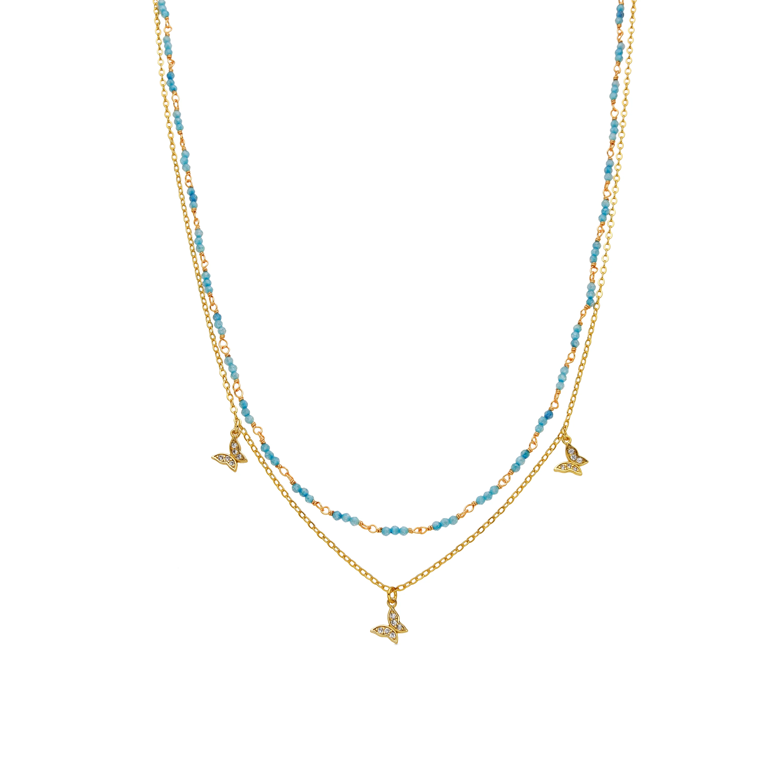 Collar con Cristal Azul acabado oro 18k - Zinli