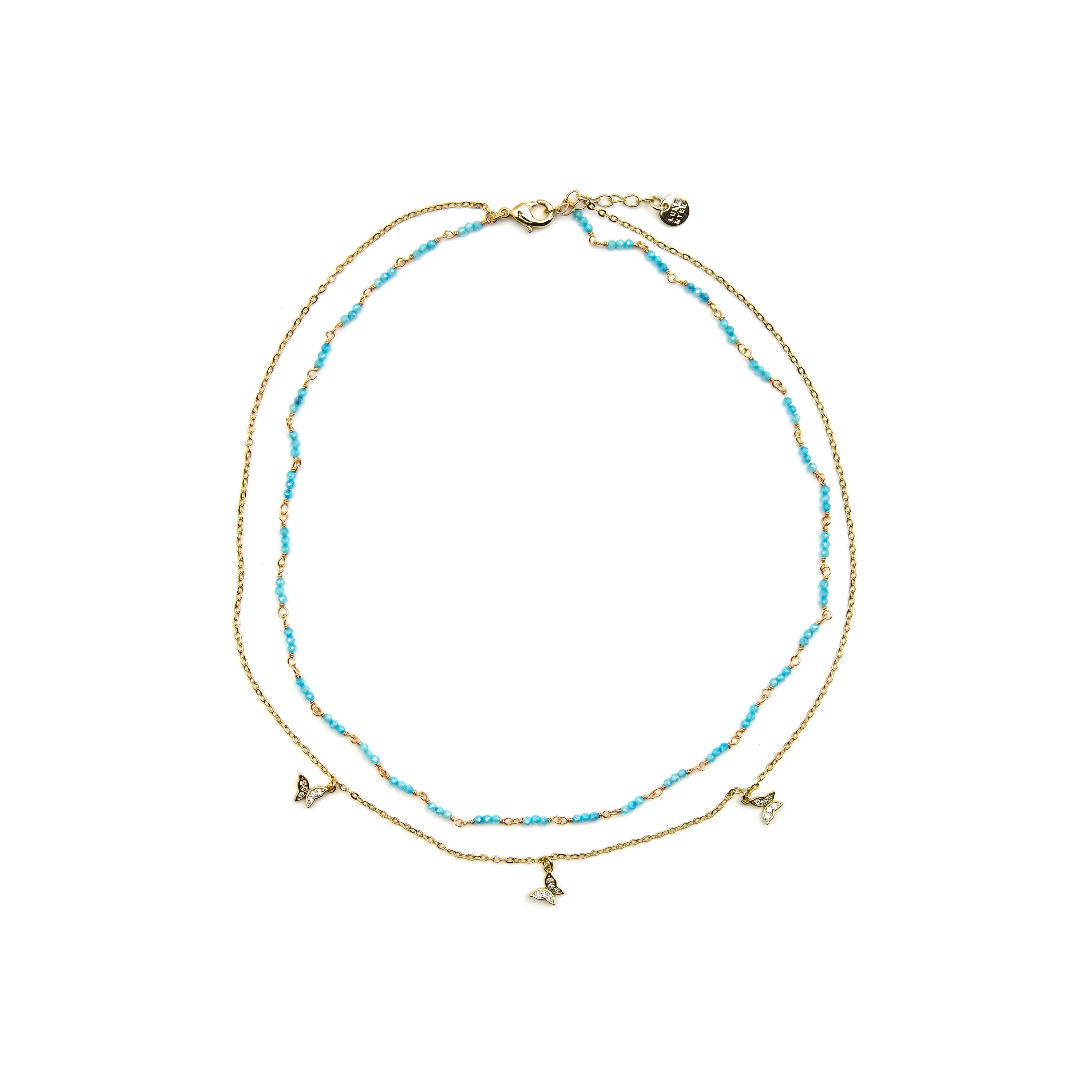 Collar con Cristal Azul acabado oro 18k - Zinli - Image 3