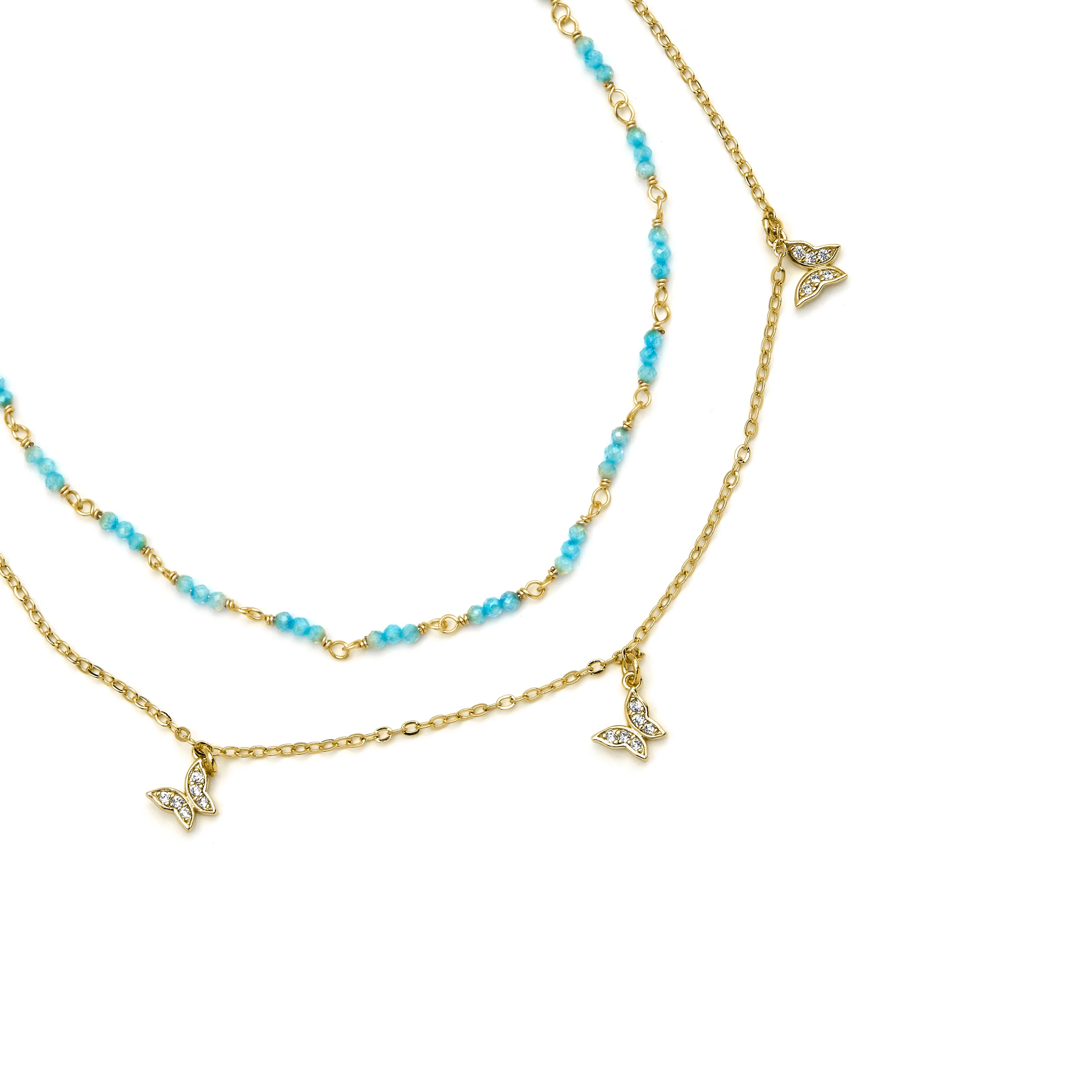 Collar con Cristal Azul acabado oro 18k - Zinli - Image 5