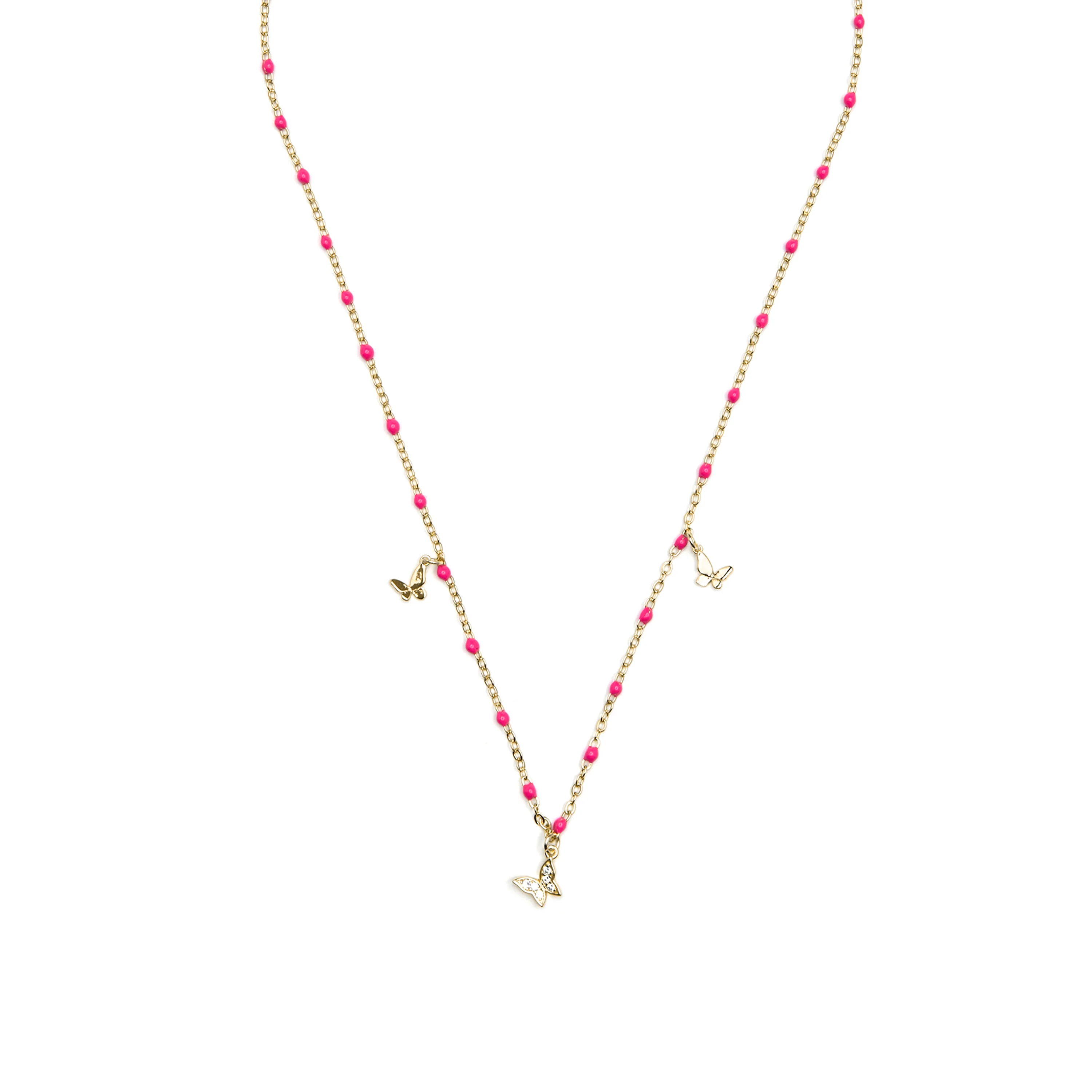 Collar de Plata de Ley 925 y Lacado Rosa acabado oro amarillo de 18k - Zumre