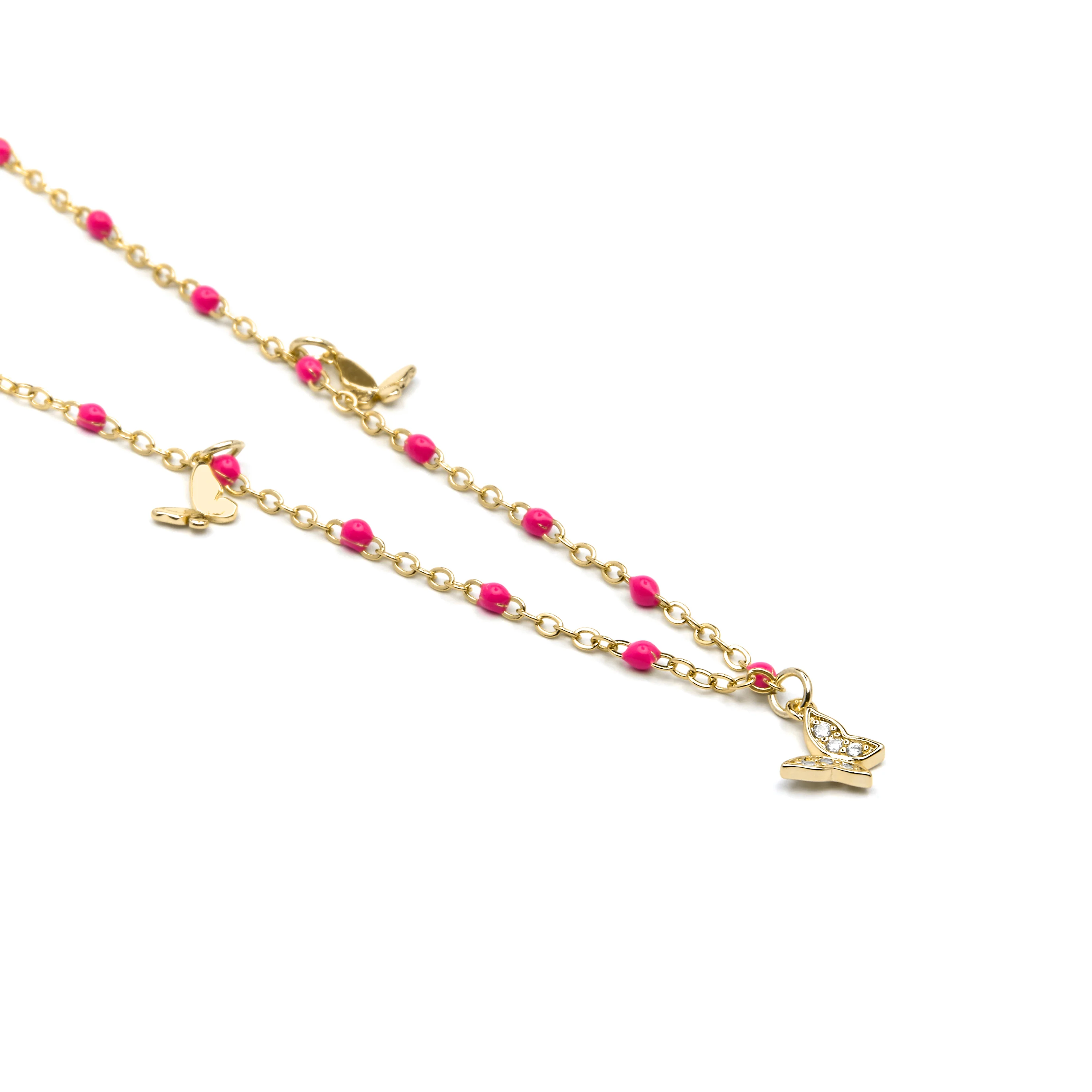 Collar de Plata de Ley 925 y Lacado Rosa acabado oro amarillo de 18k - Zumre - Image 5
