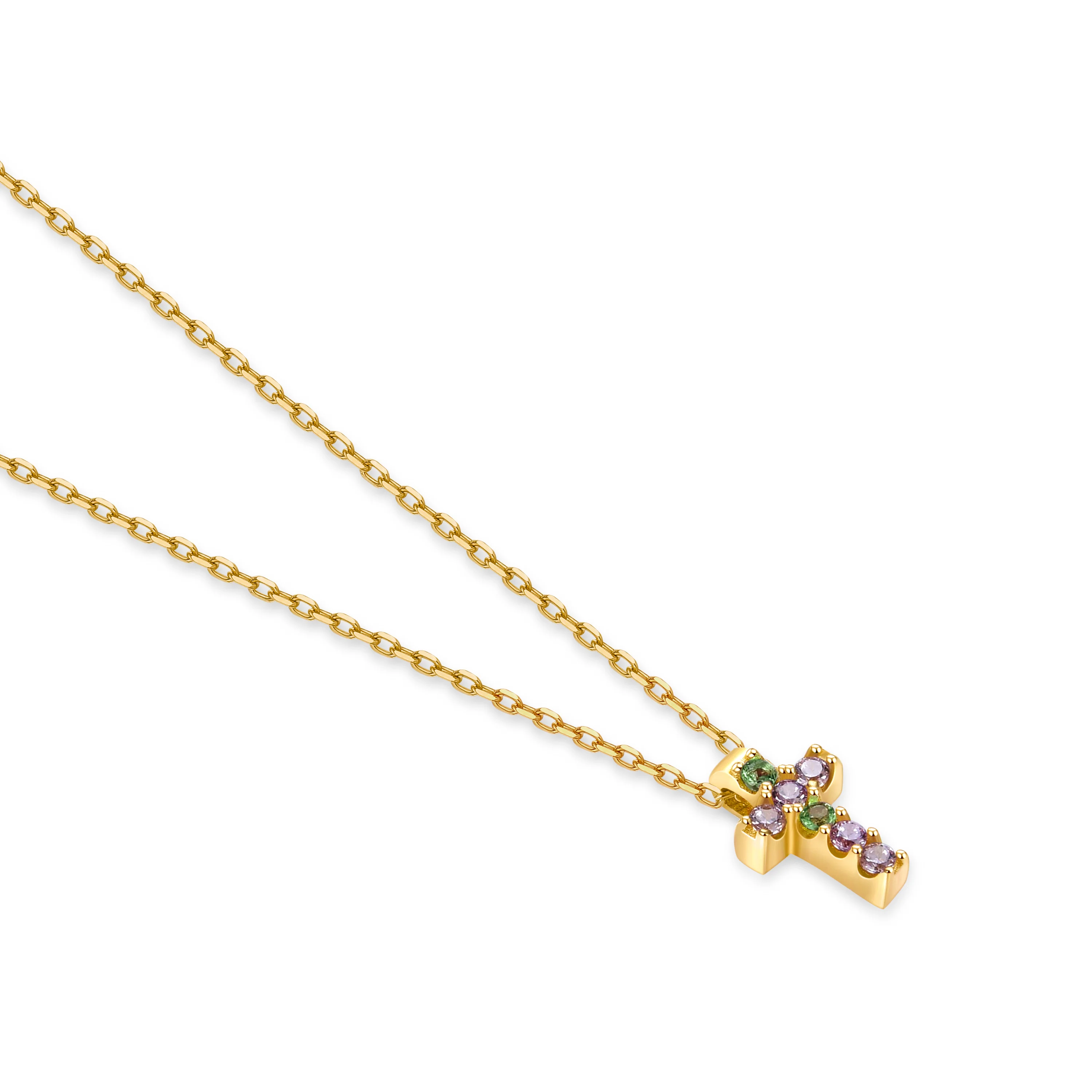 Collar de Plata de Ley 925 con Circonita Multicolor acabado en oro amarillo de 18K - Sharra - Image 3