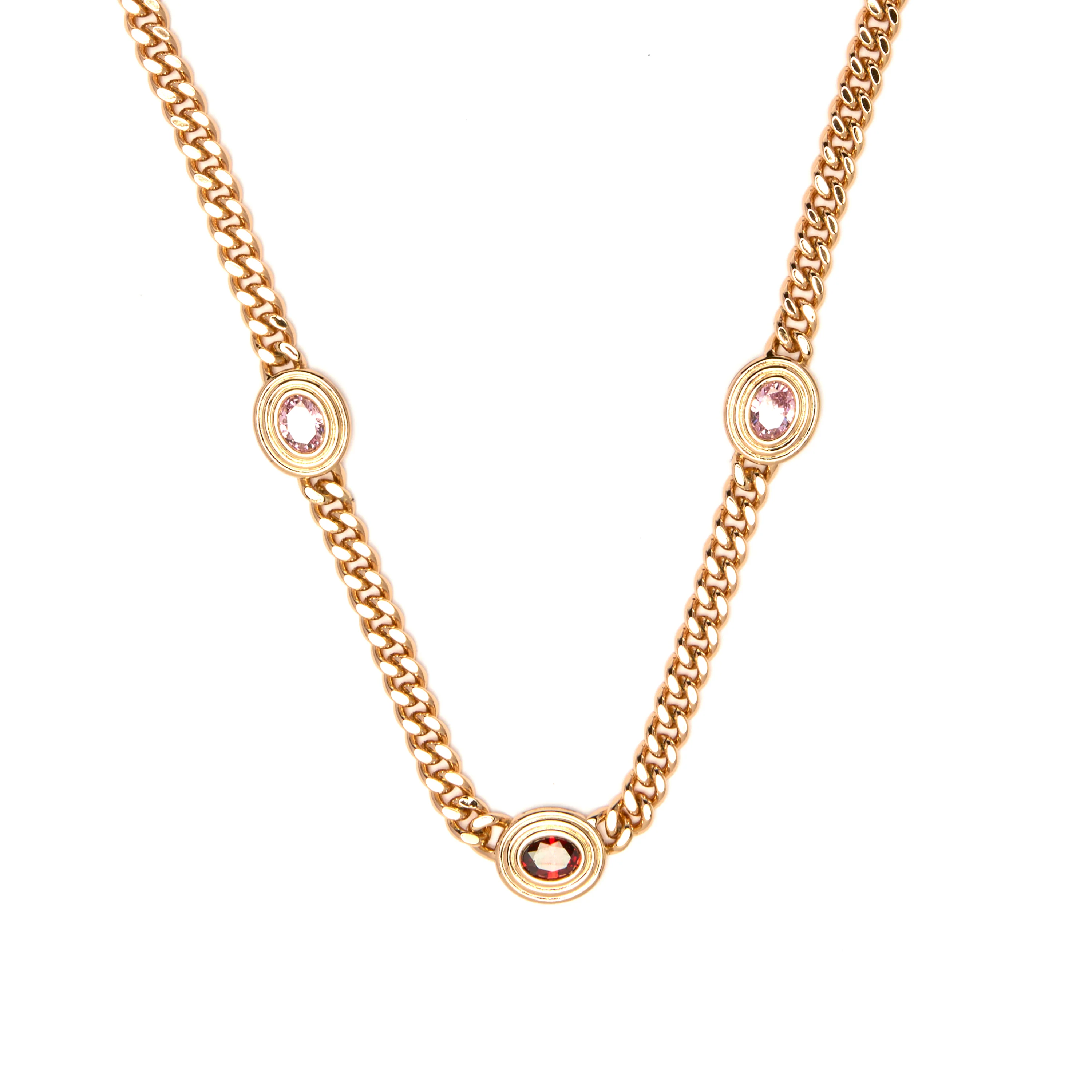 Collar de Circonita rosa acabado en oro amarillo de 18k - Rinlin