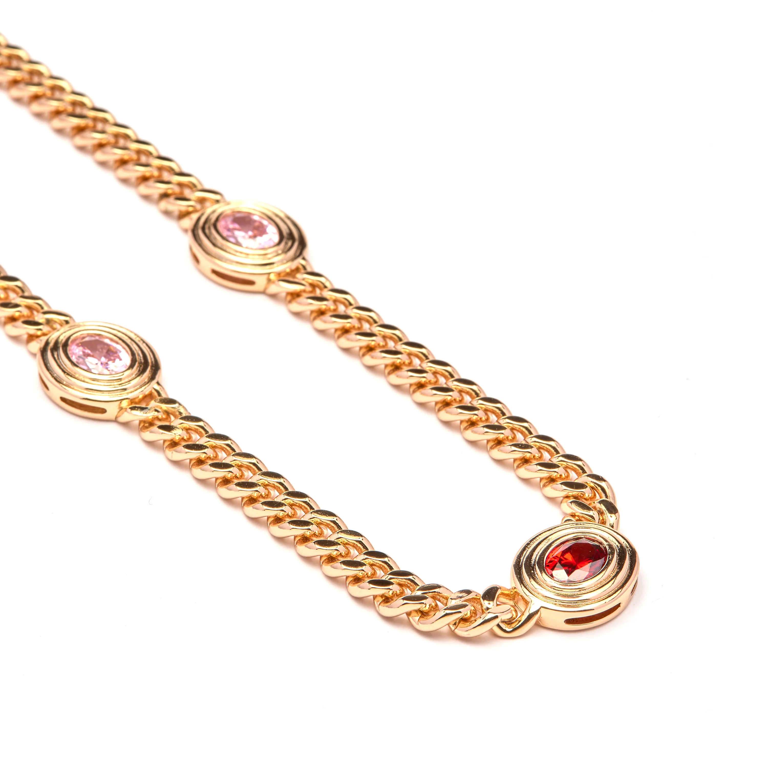 Collar de Circonita rosa acabado en oro amarillo de 18k - Rinlin - Image 4