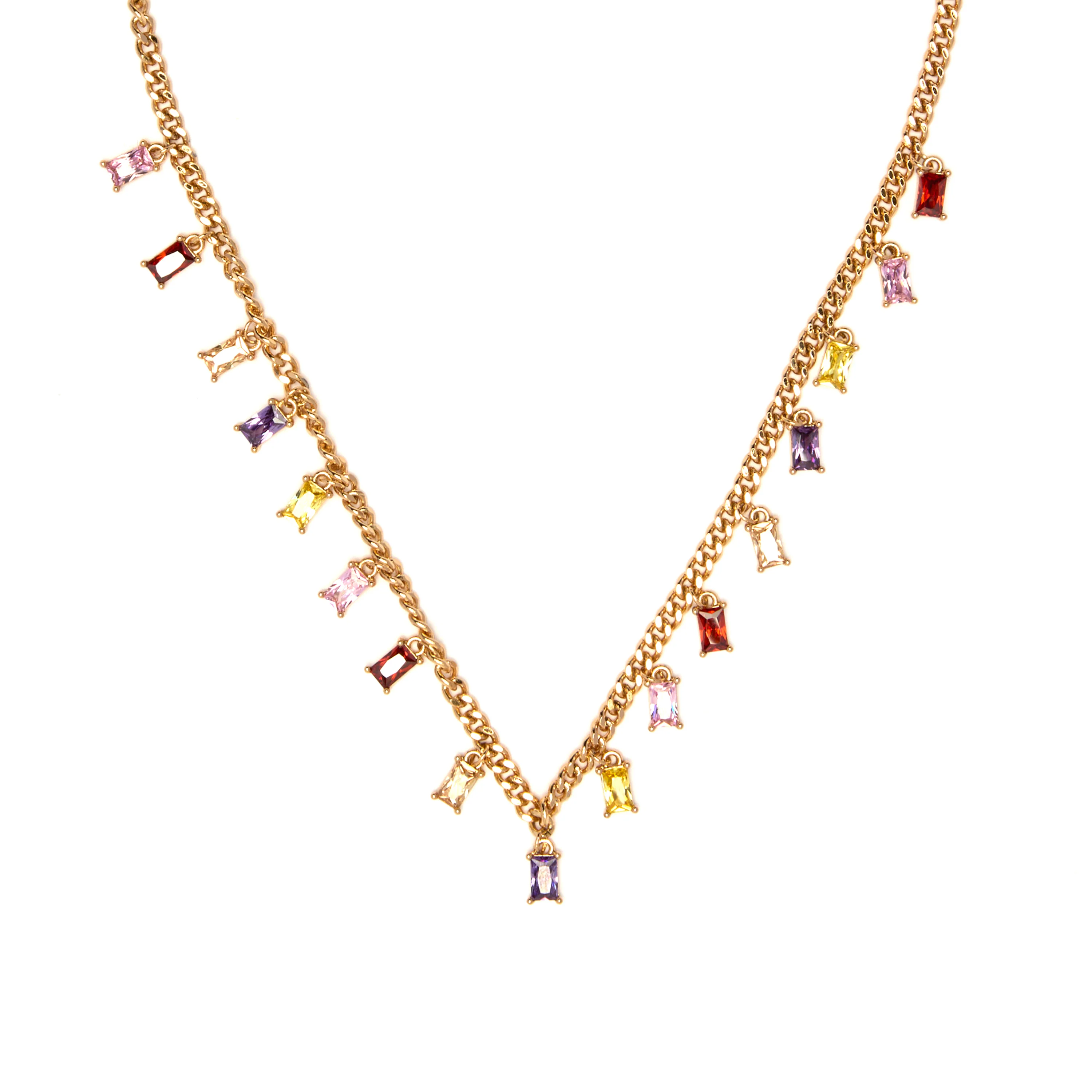 Collar de Circonita Multicolor acabado en oro amarillo de 18k - Enfo