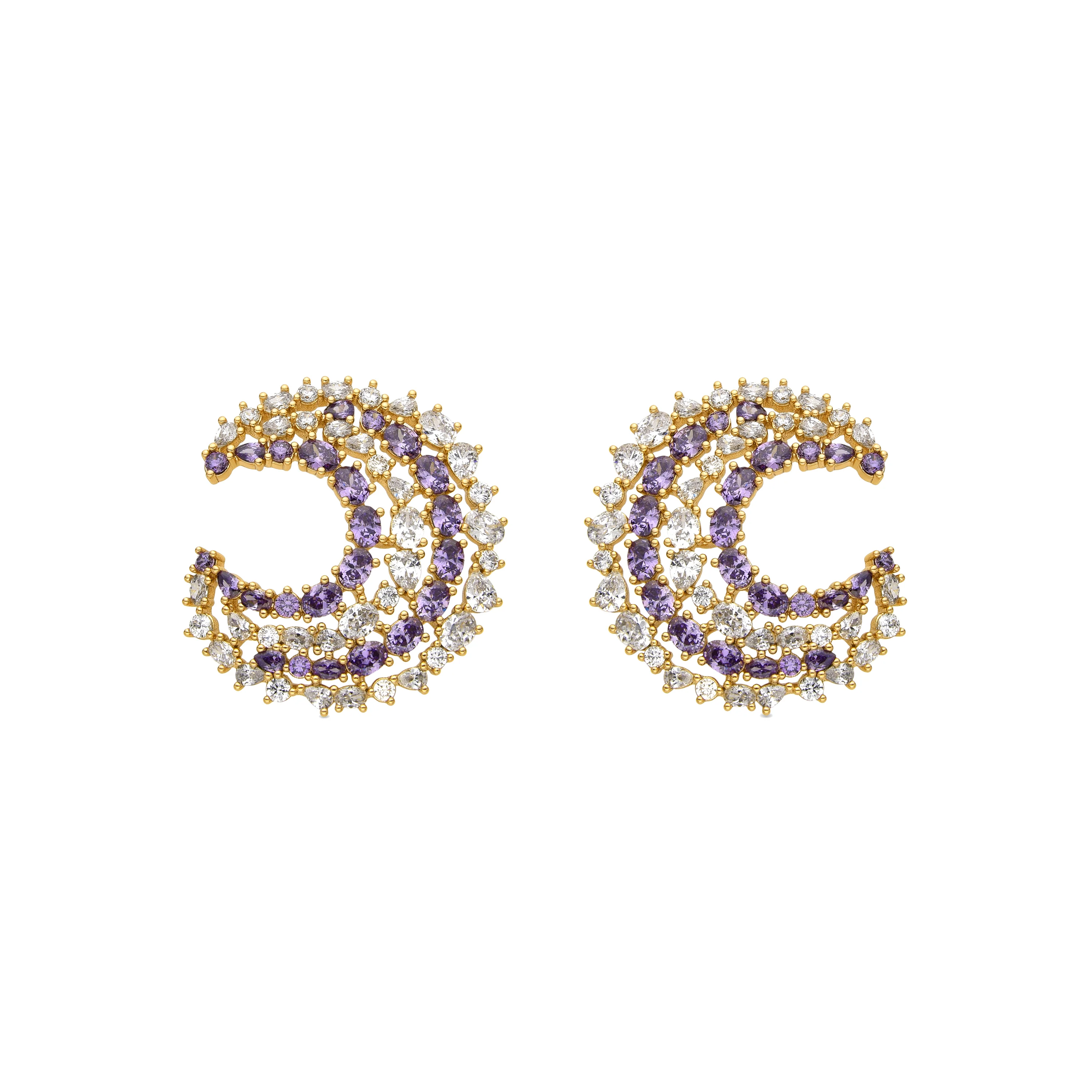 Pendientes con Circonita Multicolor acabado oro 18k - Abdos