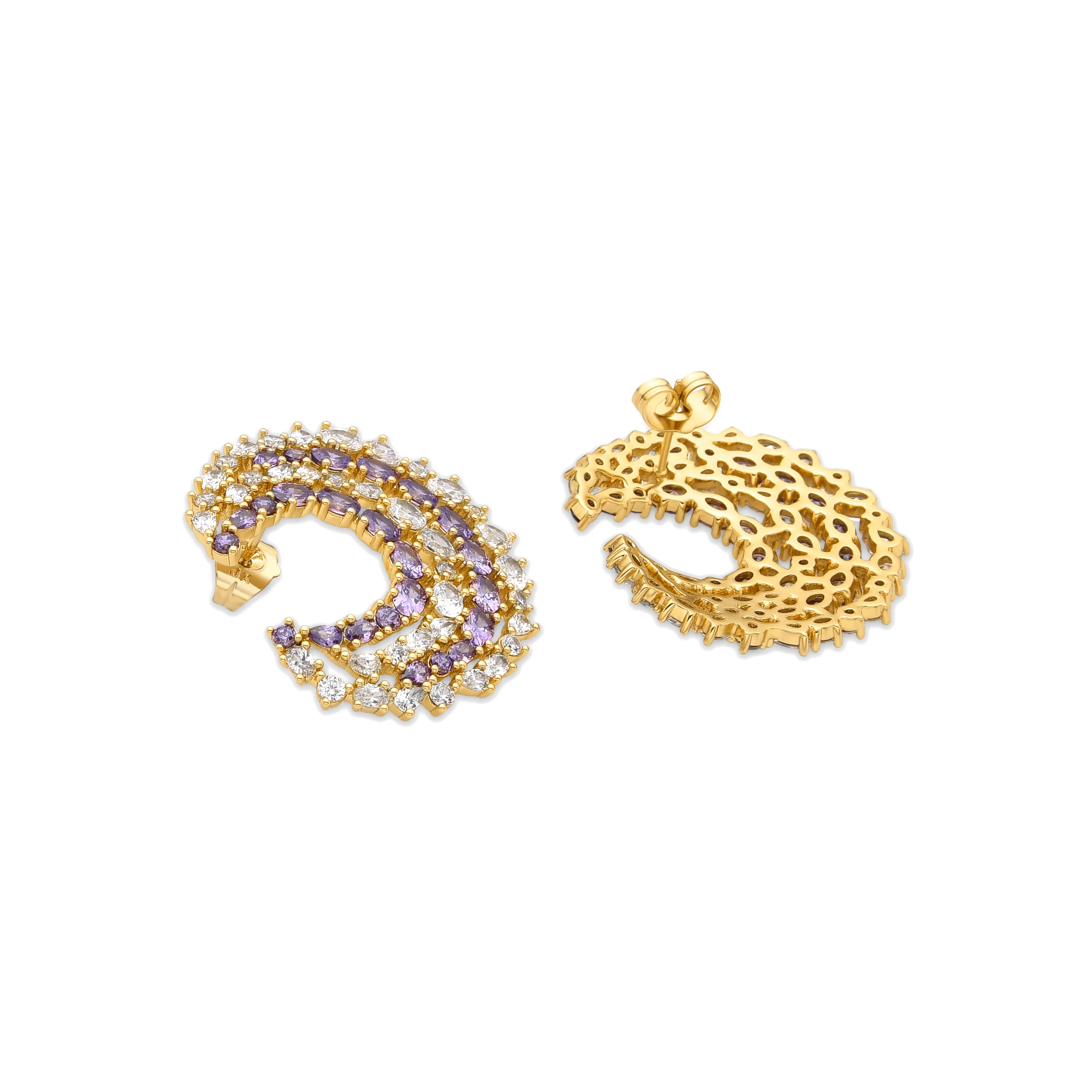 Pendientes con Circonita Multicolor acabado oro 18k - Abdos - Image 4