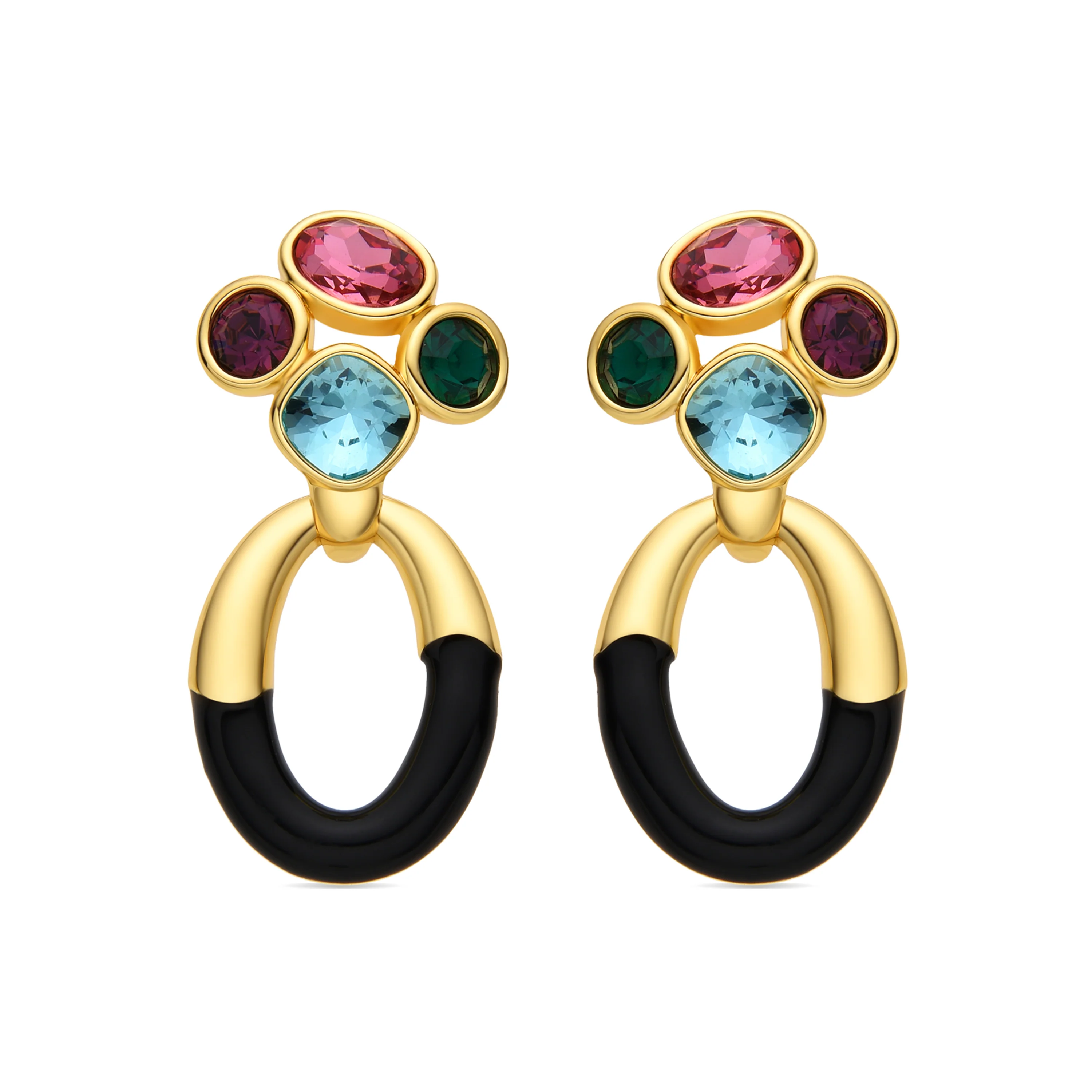 Pendientes con Circonita Multicolor acabado oro 18k - Adba