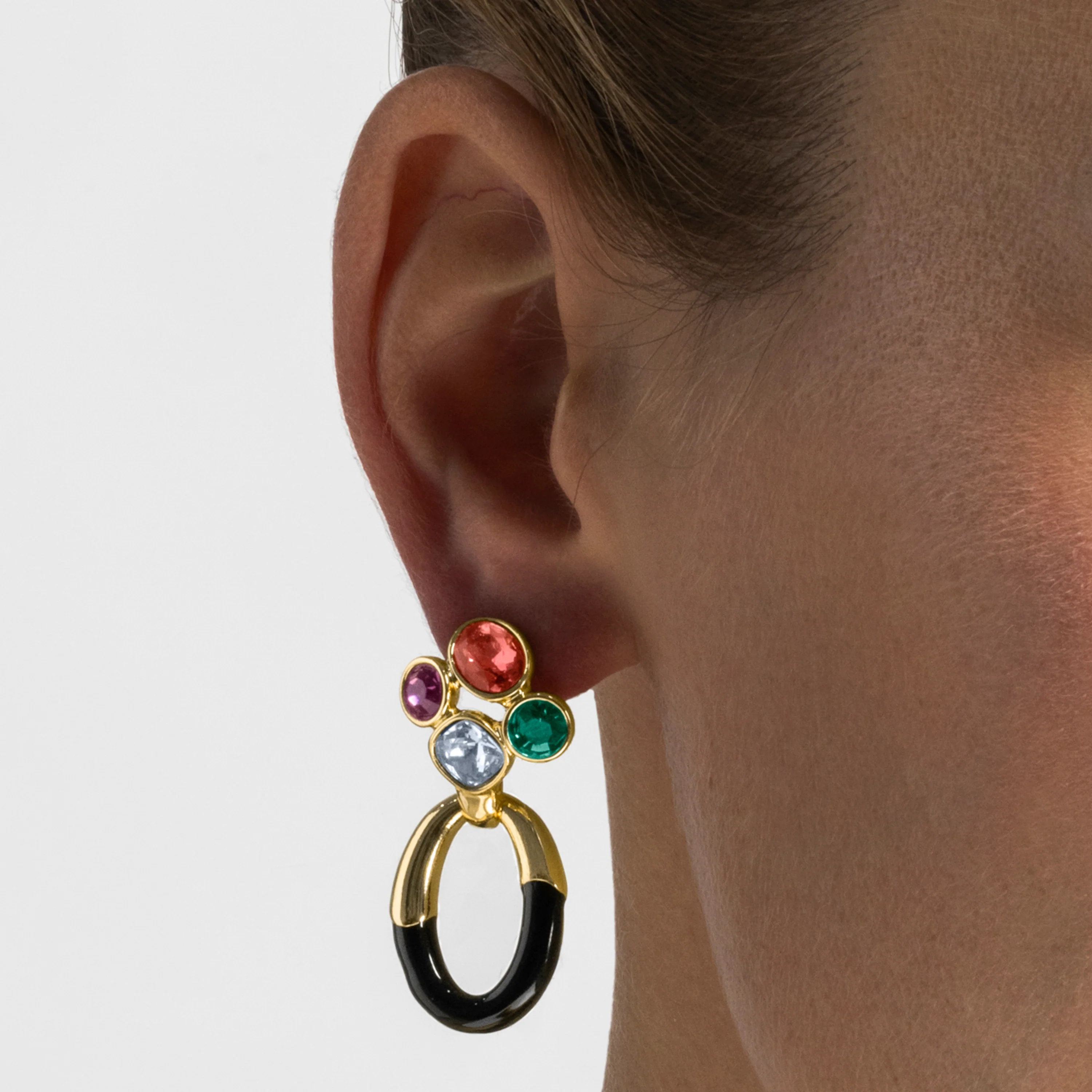 Pendientes con Circonita Multicolor acabado oro 18k - Adba - Image 3