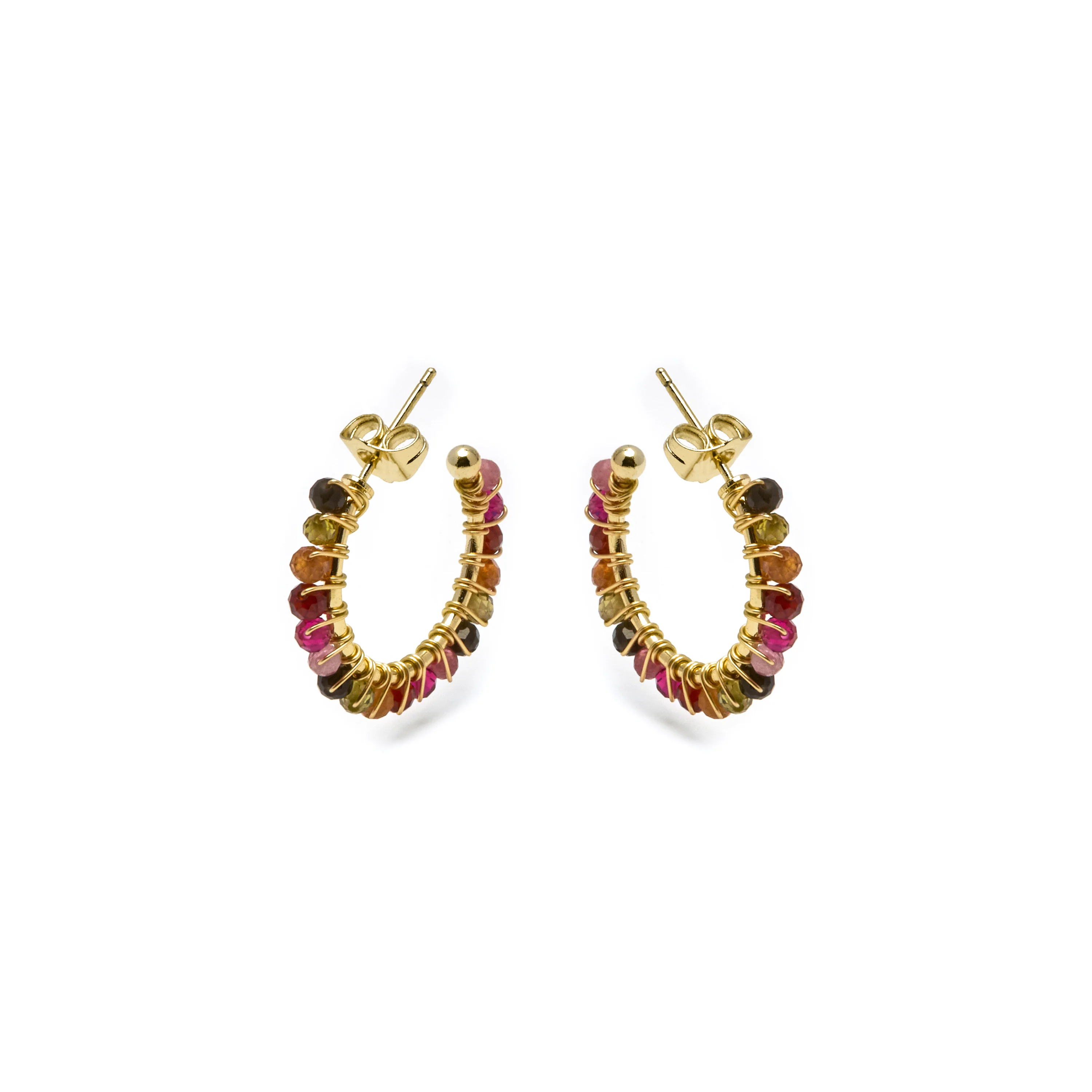 Pendientes de Turmalina Multicolor acabados en oro amarillo 18K - Aiel - Image 3