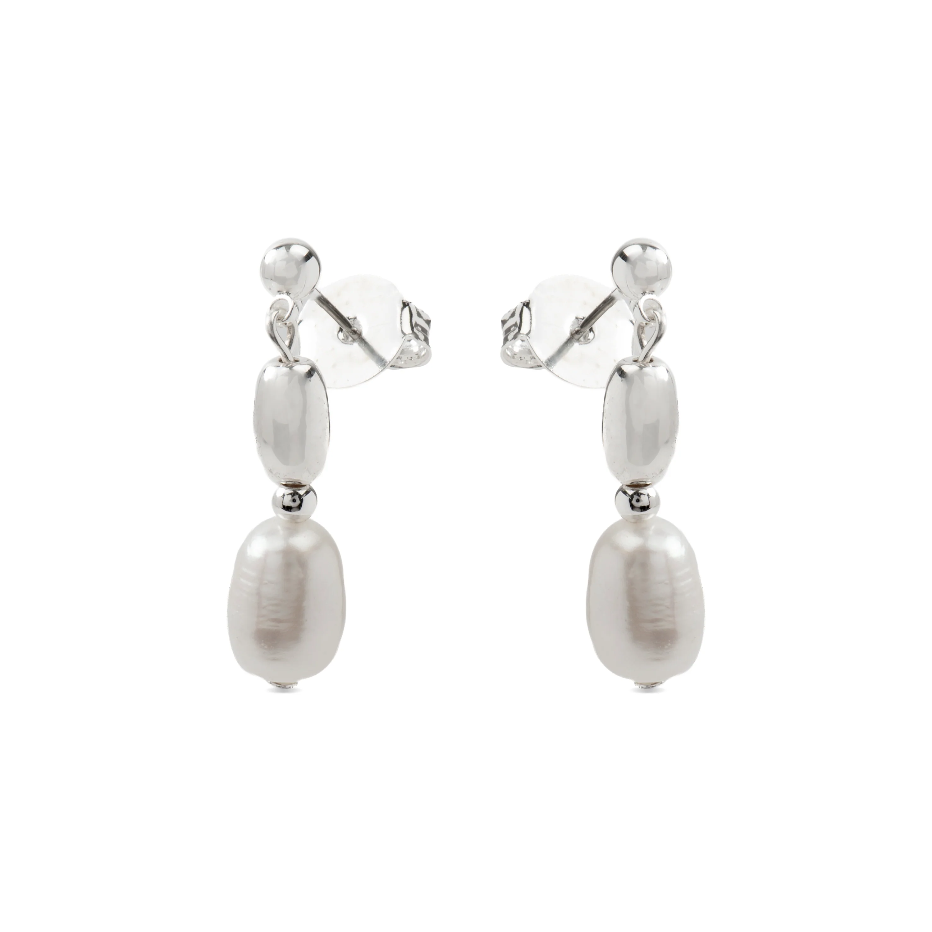 Pendientes con Perla Blanca acabado plata - Amlas - Image 3