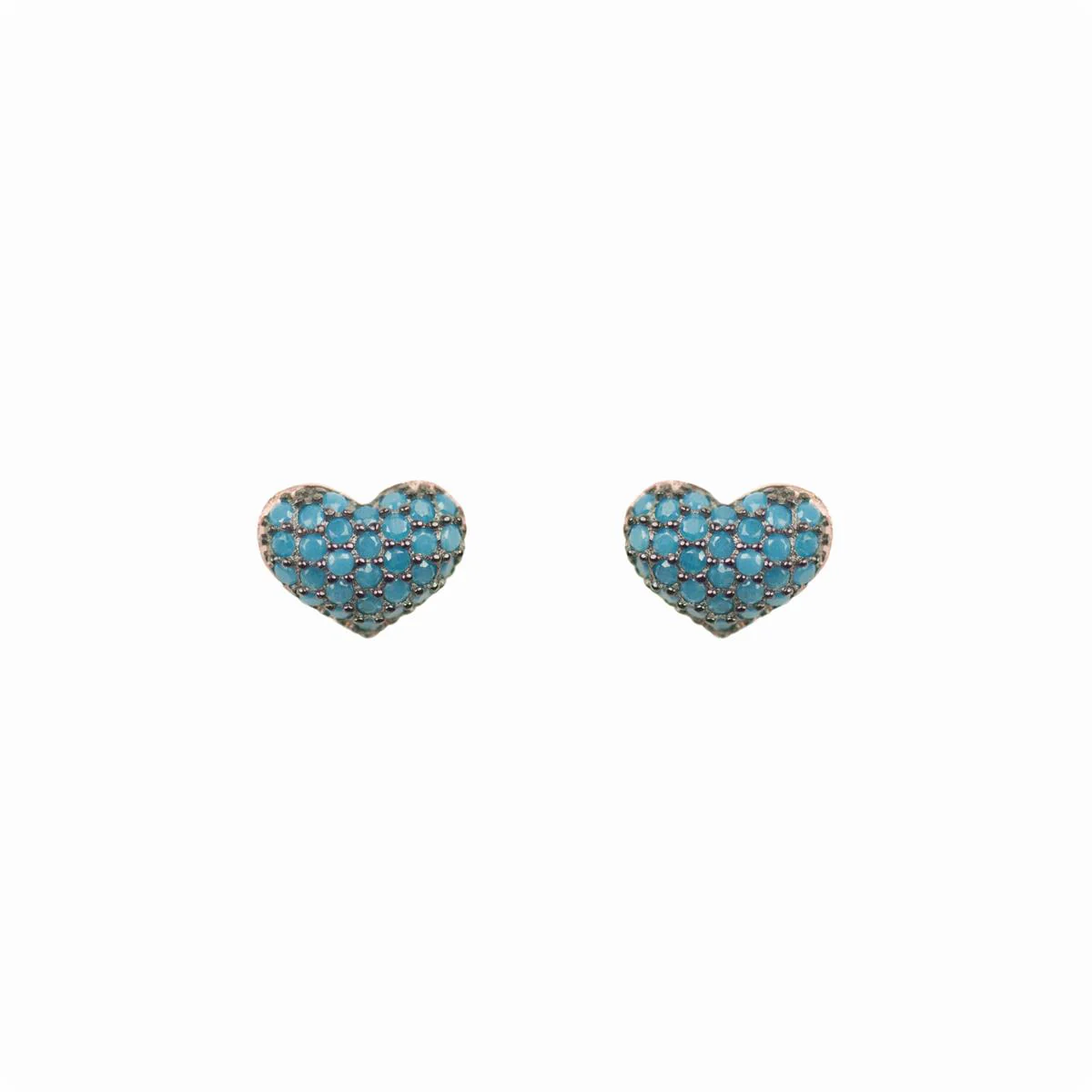 Pendientes Amor Plata, Oro Rosa y Nano Turquesa - Amor AZUL