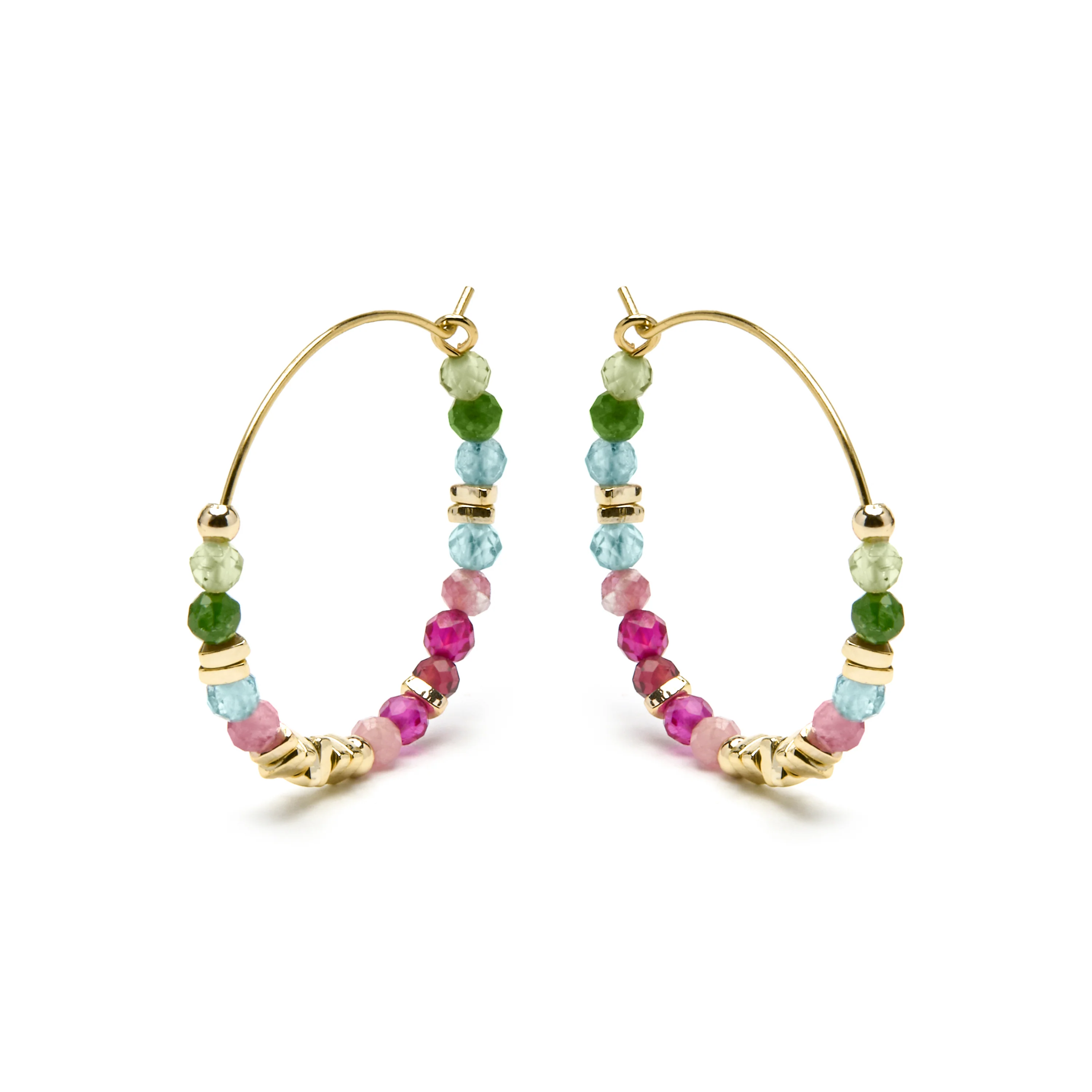 Pendientes de Plata de Ley 925 y Cristal Multicolor acabado oro amarillo de 18k - Ane - Image 3