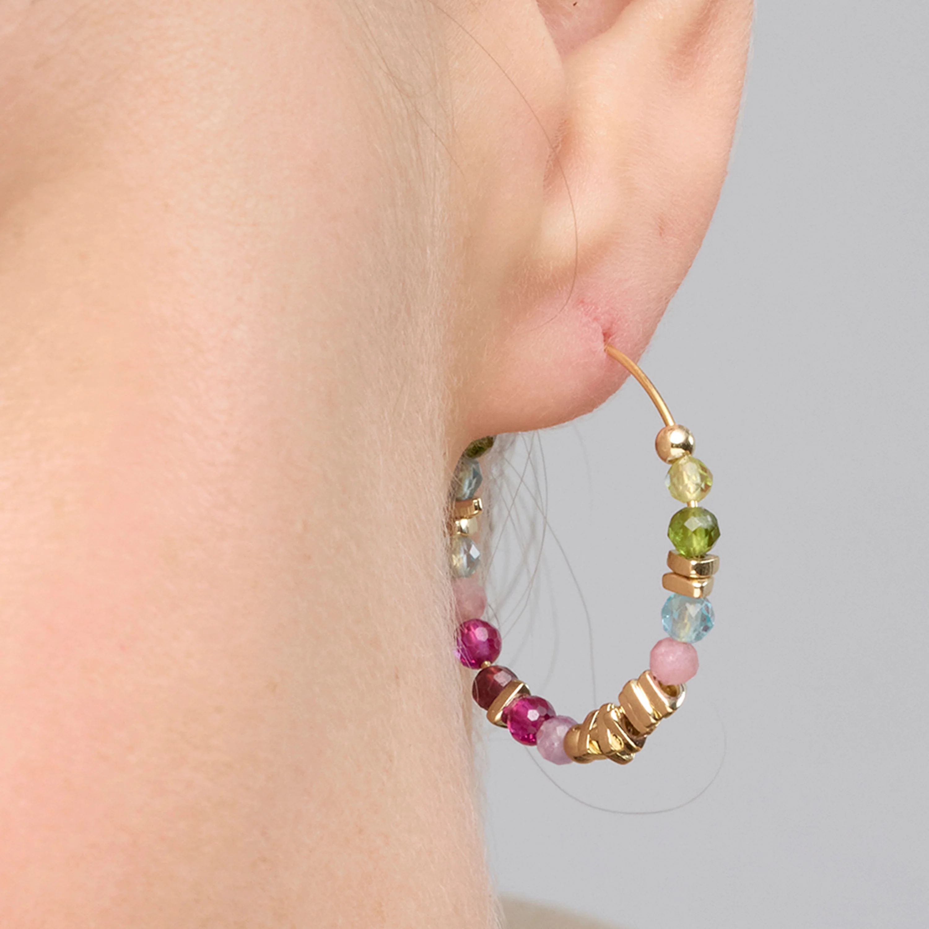 Pendientes de Plata de Ley 925 y Cristal Multicolor acabado oro amarillo de 18k - Ane - Image 4