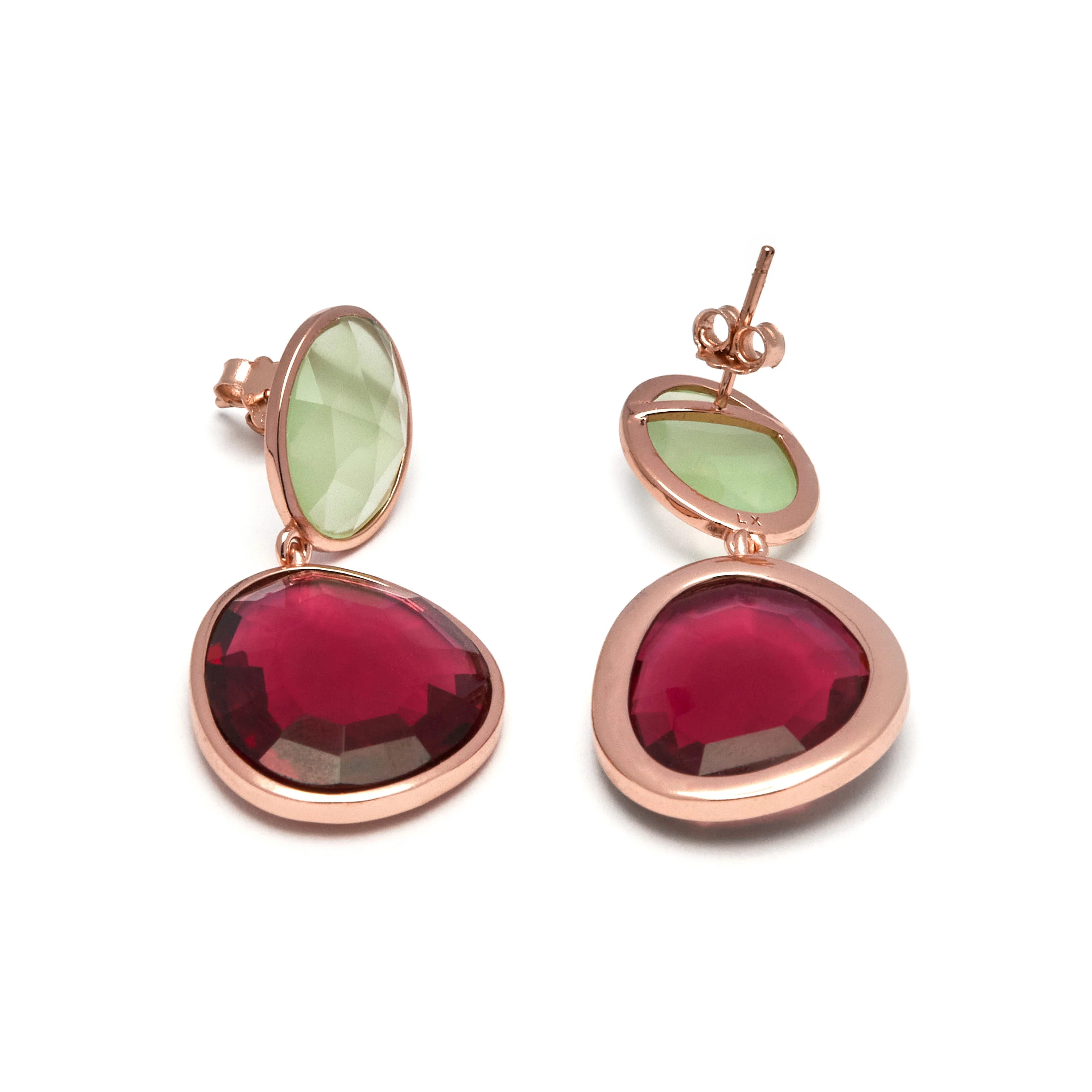 Pendientes de Plata de Ley 925 con Cuarzo Hidrotermal Cereza acabados en oro rosa 18K - Anjoan - Image 4