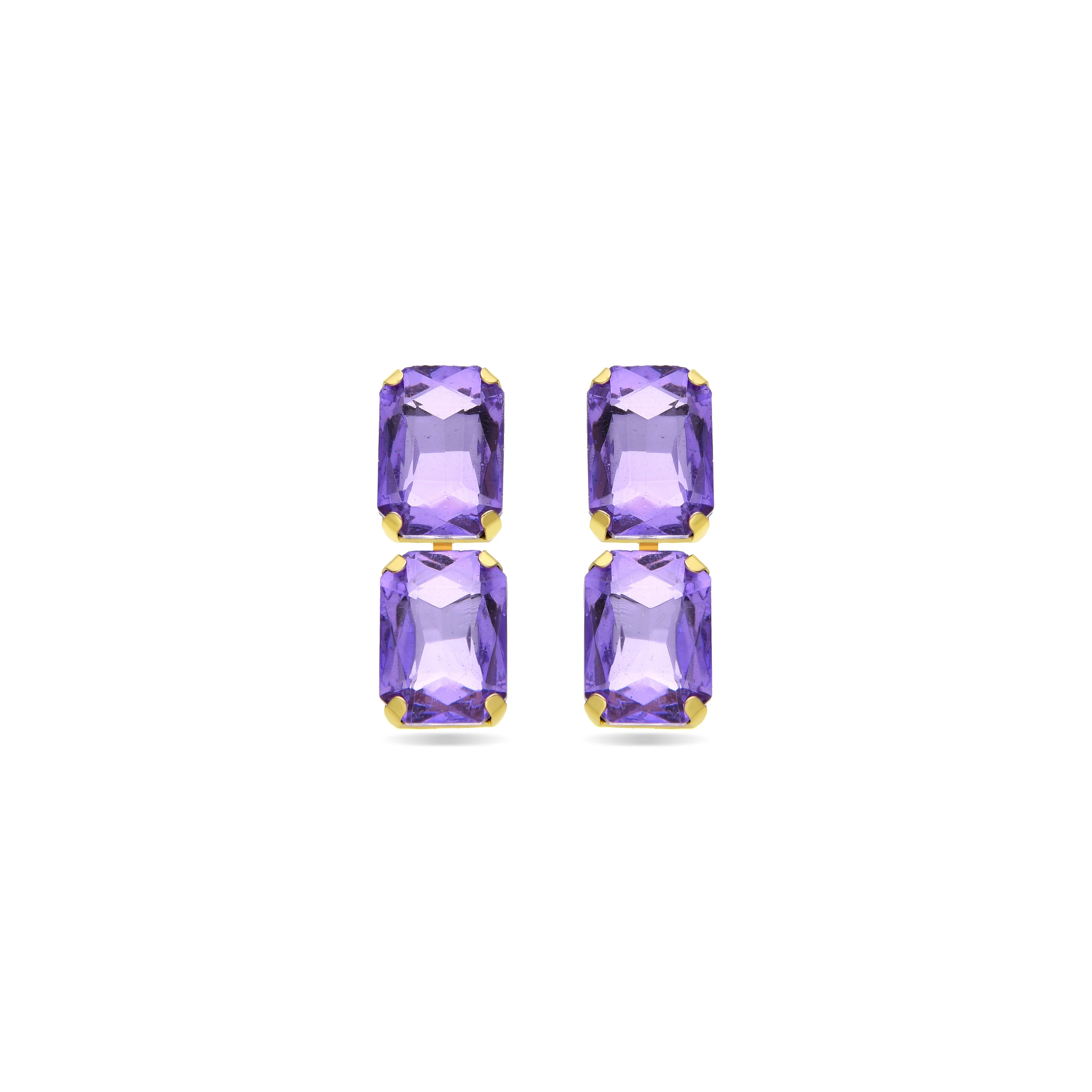 Pendientes de Cristal Morado acabados en oro amarillo 18K - Ankek