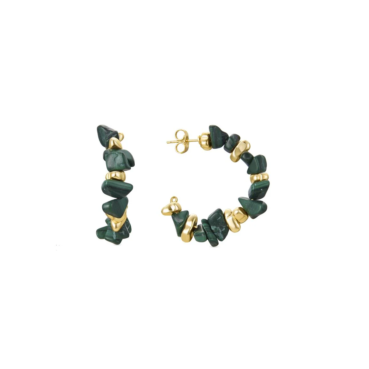 Pendientes Anora acabados en oro amarillo de 18k - Anora VERDE