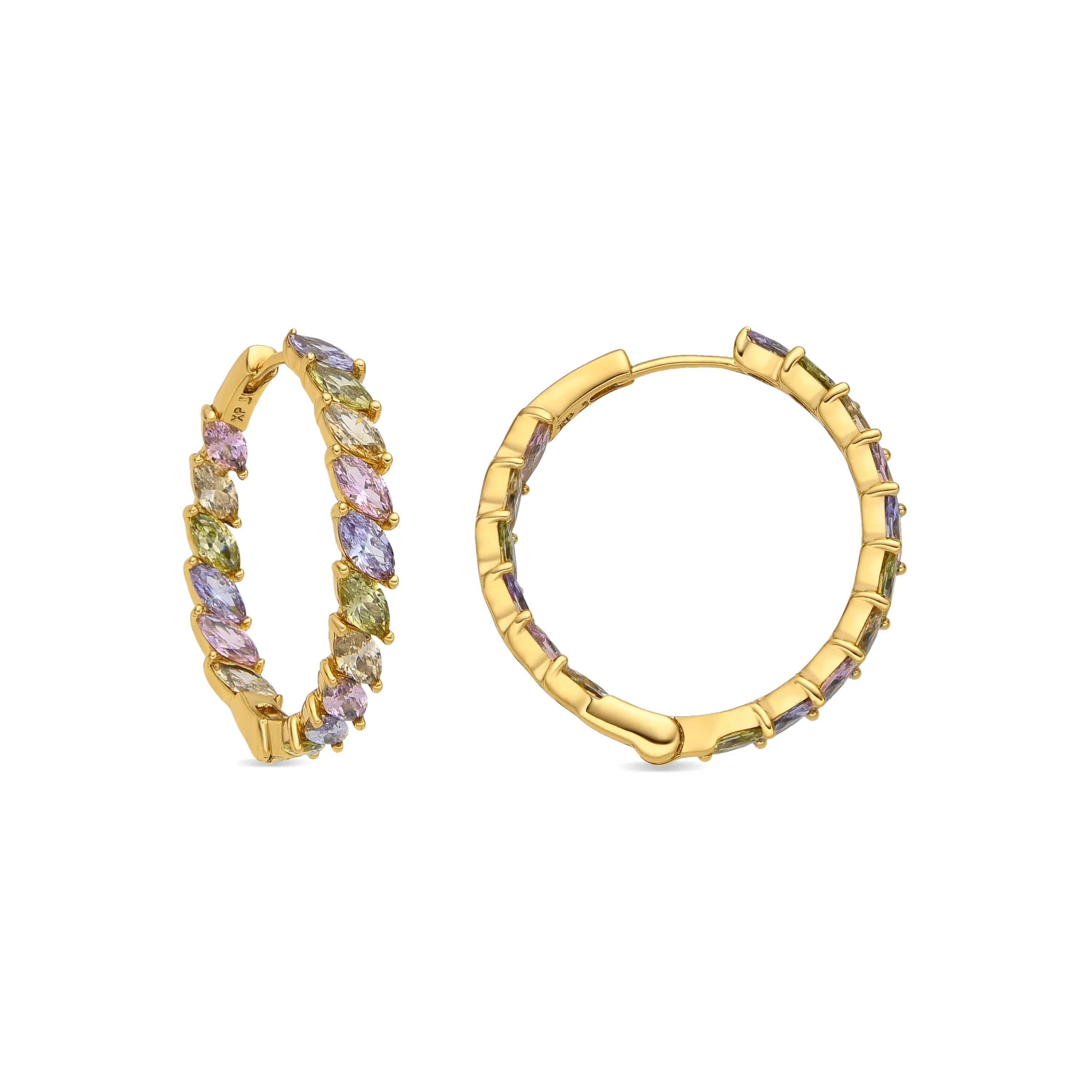 Pendientes acabado oro amarillo de 18k y Circonita Multicolor - Anroth