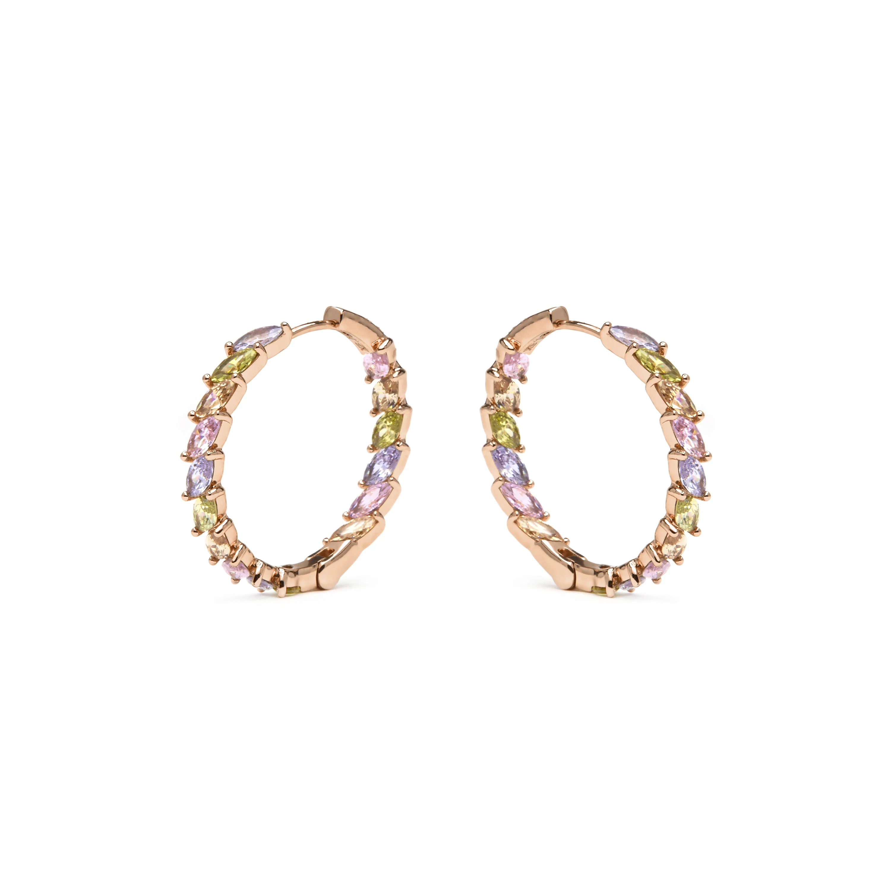 Pendientes acabado oro amarillo de 18k y Circonita Multicolor - Anroth - Image 3