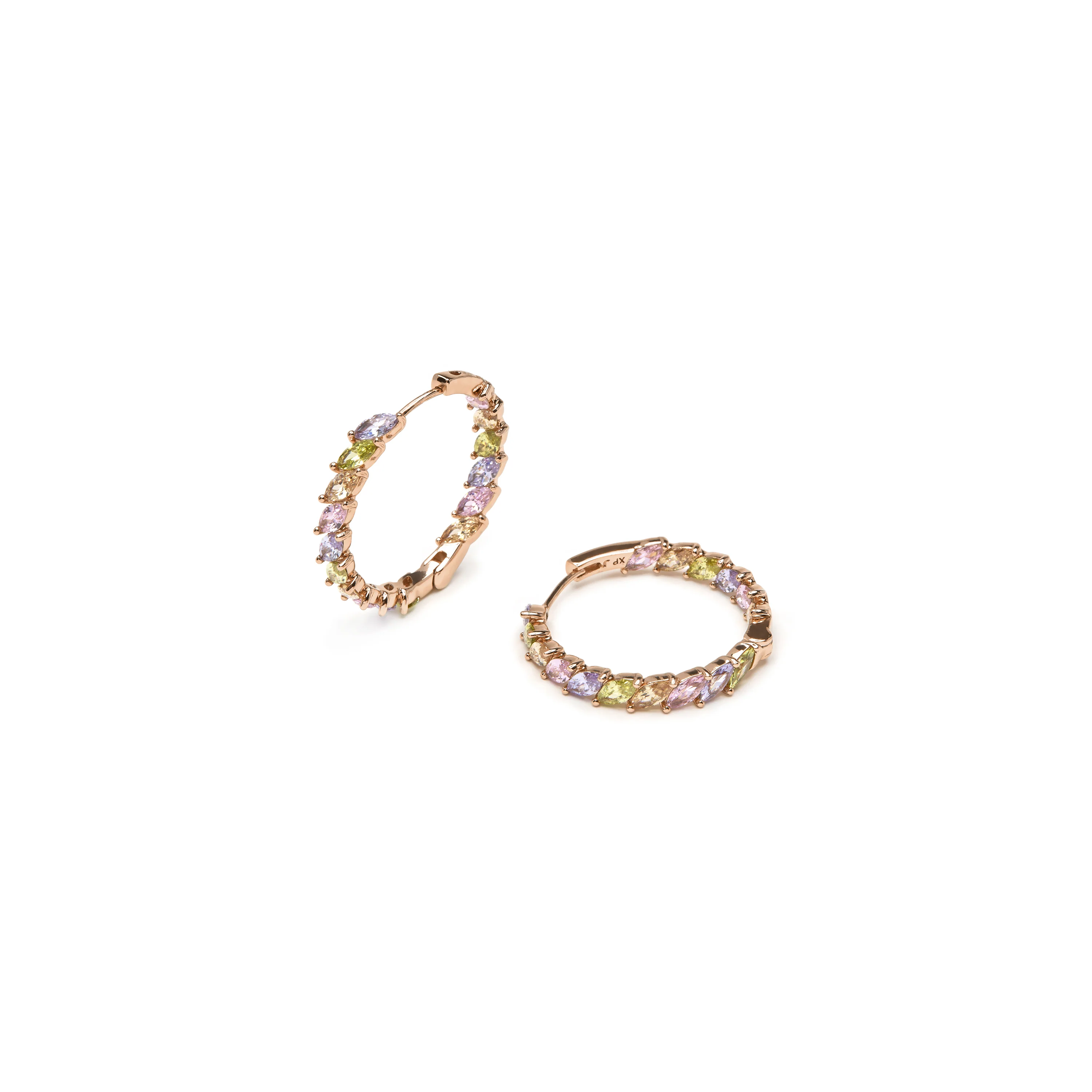 Pendientes acabado oro amarillo de 18k y Circonita Multicolor - Anroth - Image 4