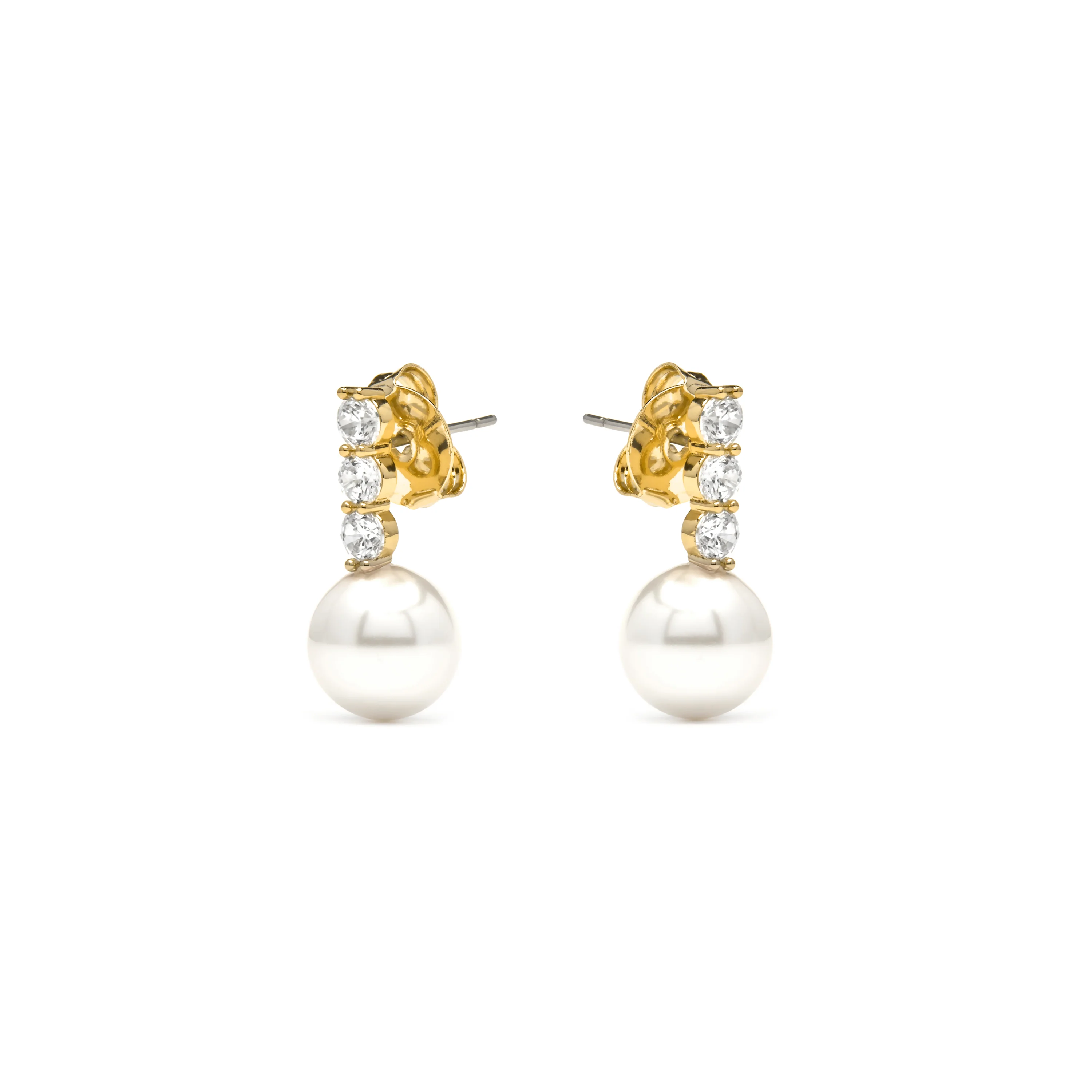 Pendientes acabado oro amarillo de 18k y Perla Blanca - Anu - Image 3