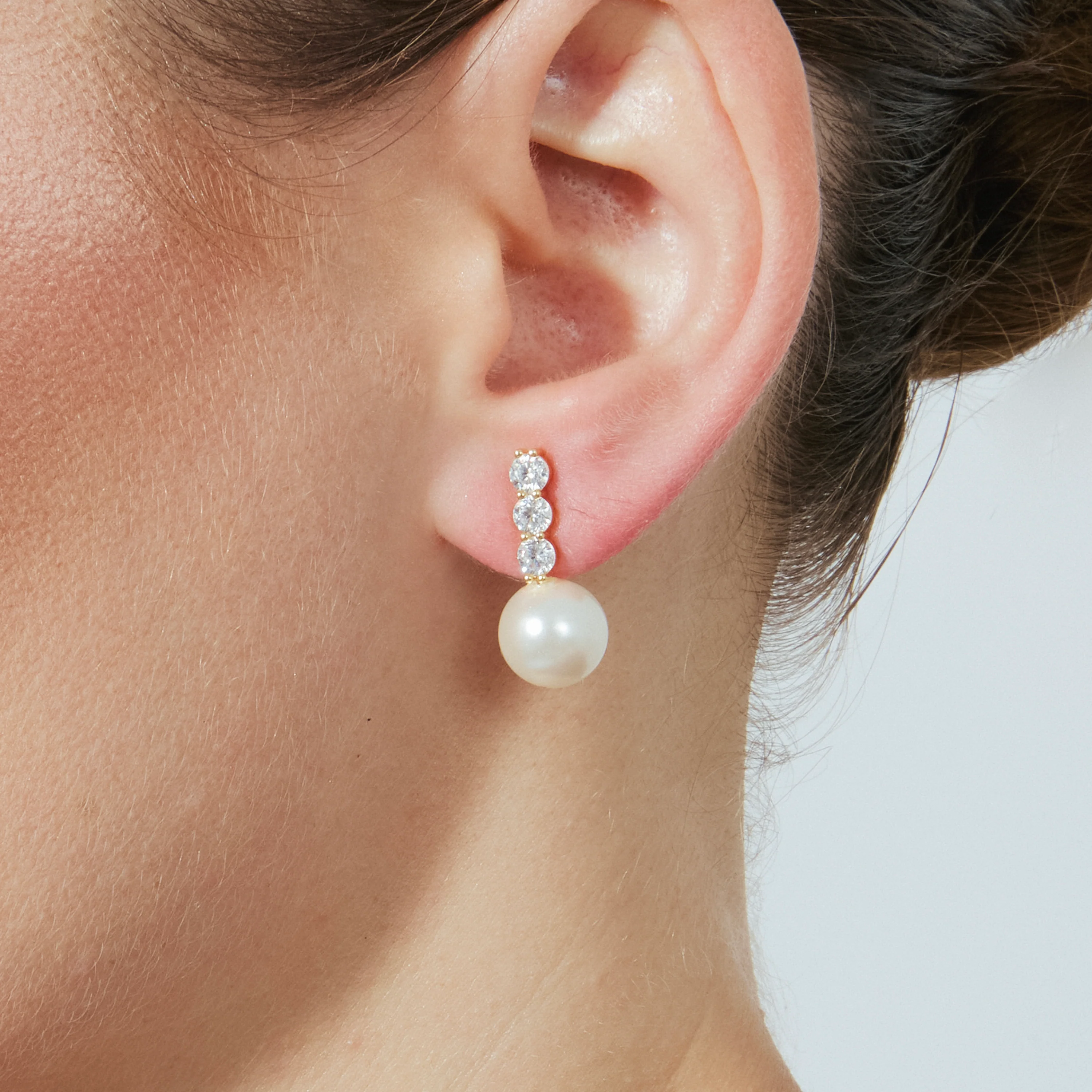 Pendientes acabado oro amarillo de 18k y Perla Blanca - Anu - Image 4