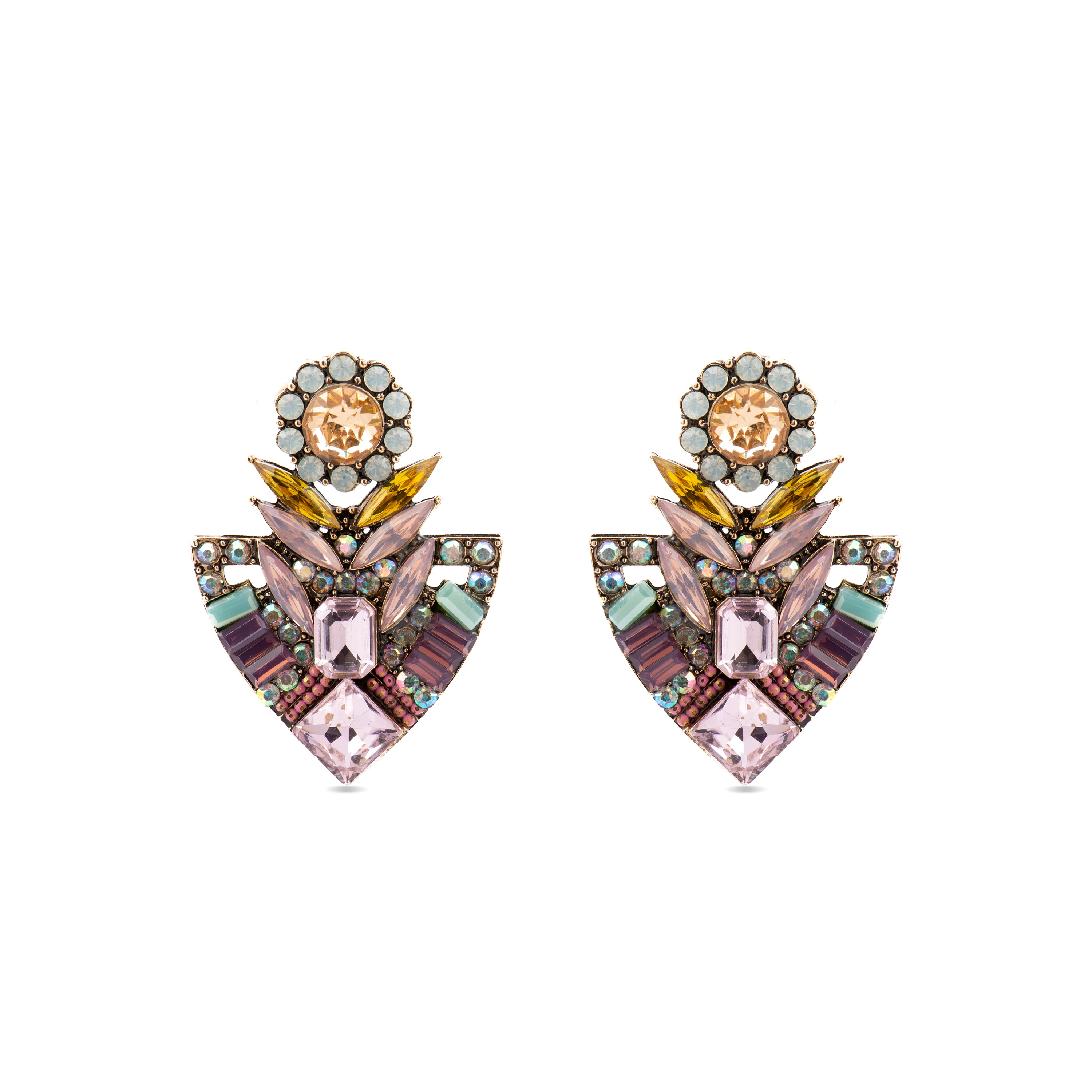 Pendientes con Cristal Multicolor acabado oro 18k - Aphuat
