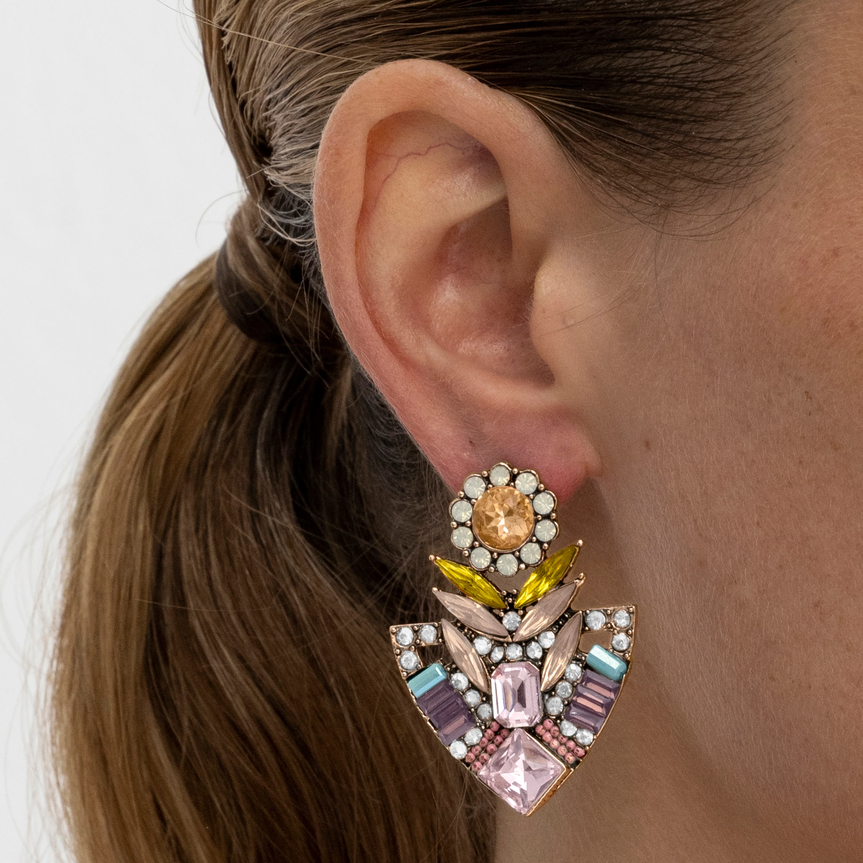 Pendientes con Cristal Multicolor acabado oro 18k - Aphuat - Image 3
