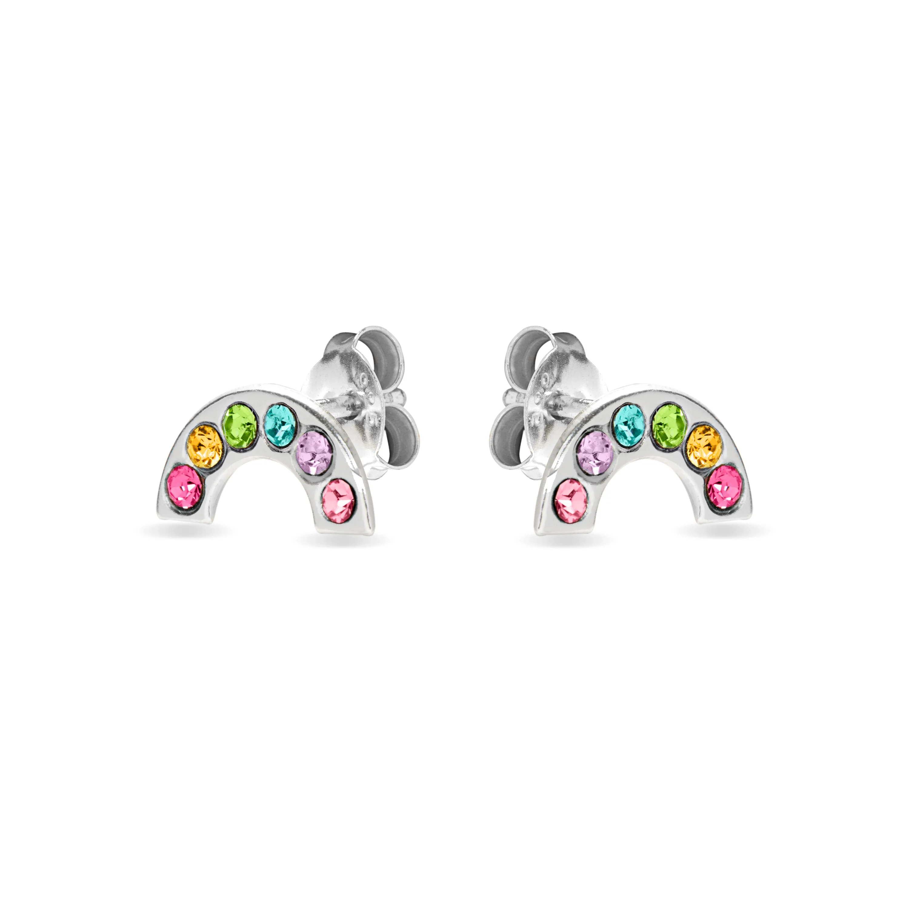 Pendientes de Plata de Ley 925 con Circonita Multicolor acabados en rodio - Arco Iris - Image 3