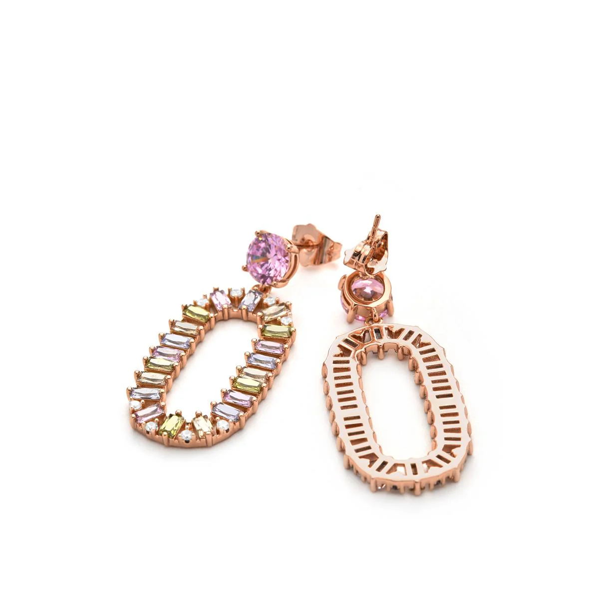 Pendientes de Circonita Multicolor acabado en oro amarillo de 18k - Arose - Image 3
