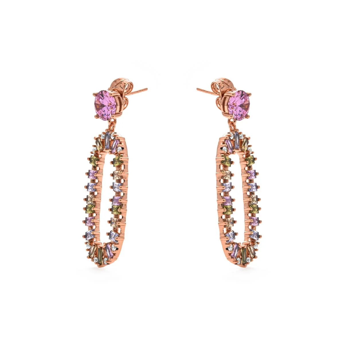 Pendientes de Circonita Multicolor acabado en oro amarillo de 18k - Arose - Image 5