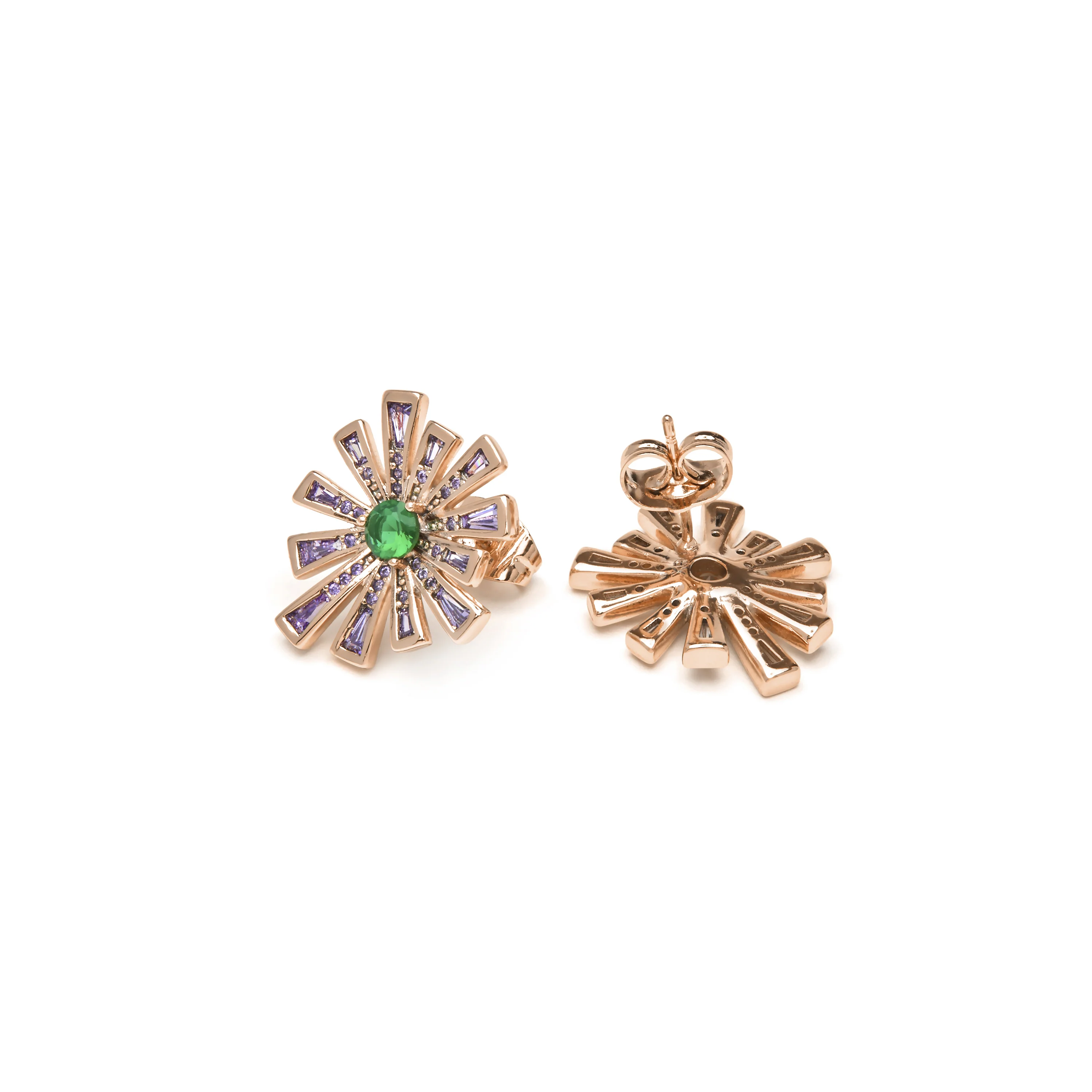 Pendientes acabado oro amarillo de 18k y Circonita Multicolor - Asail - Image 4