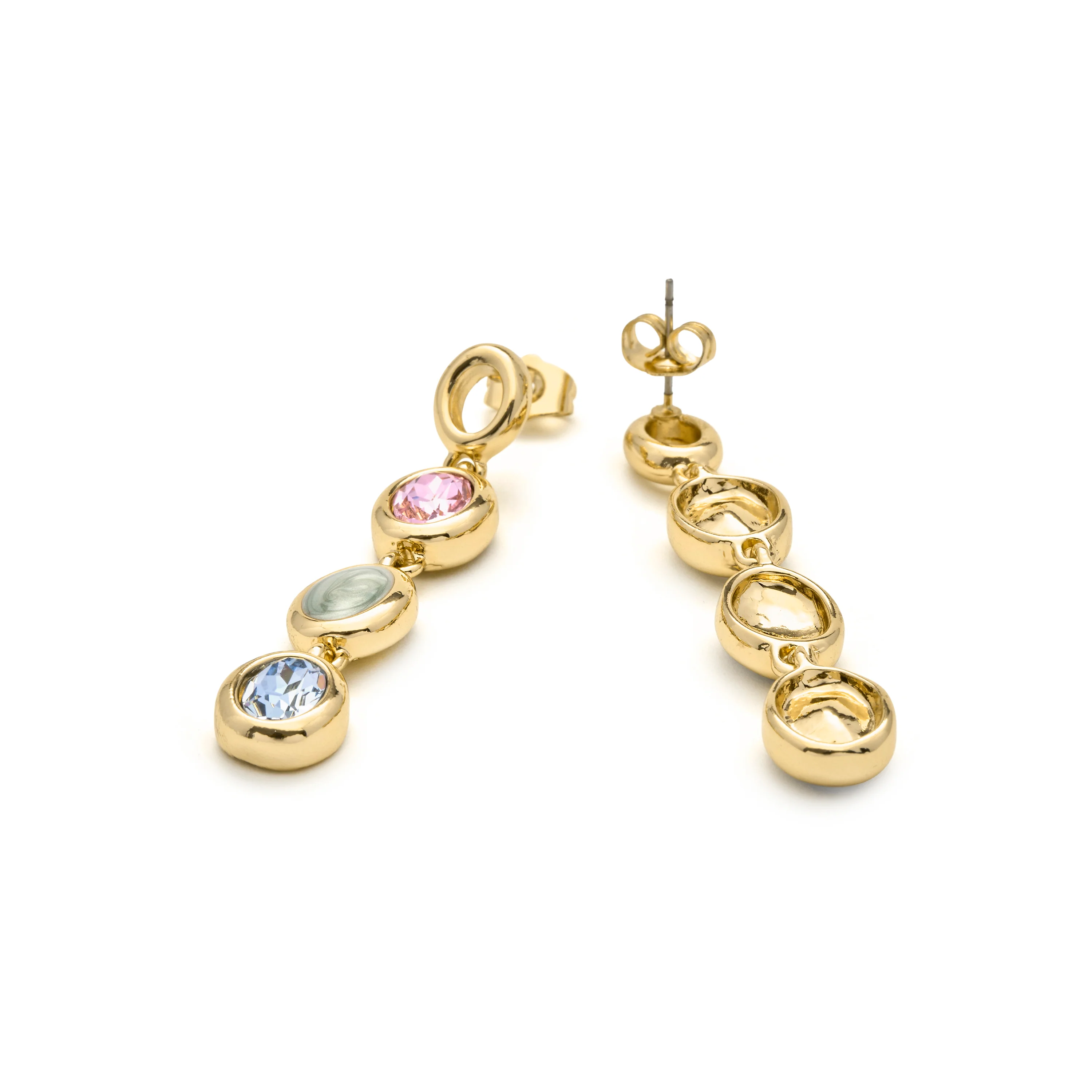 Pendientes de Cuarzo Hidrotermal Multicolor acabado en oro amarillo 18k - Asbi - Image 5