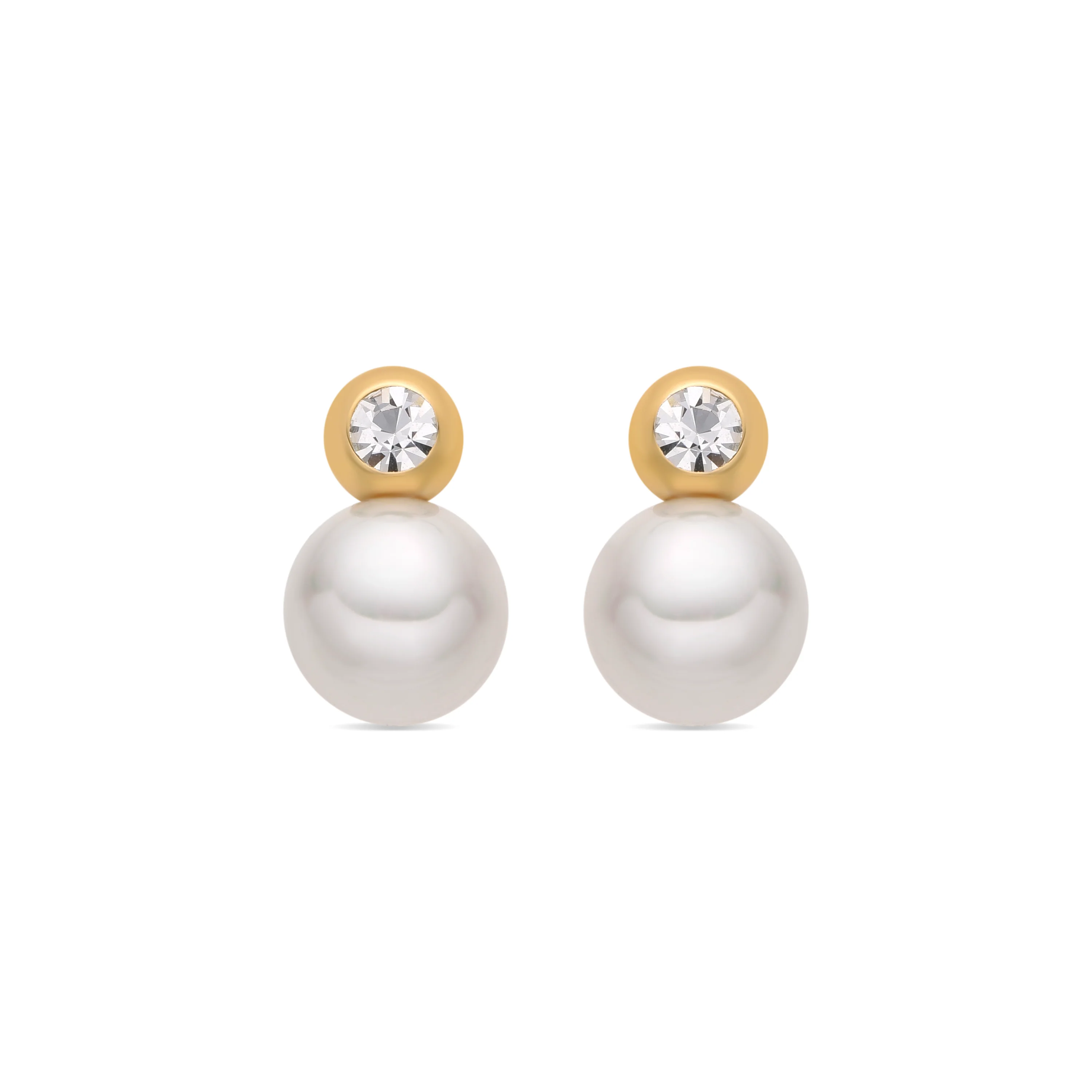Pendientes con Perla Blanca acabado oro 18k - Asny