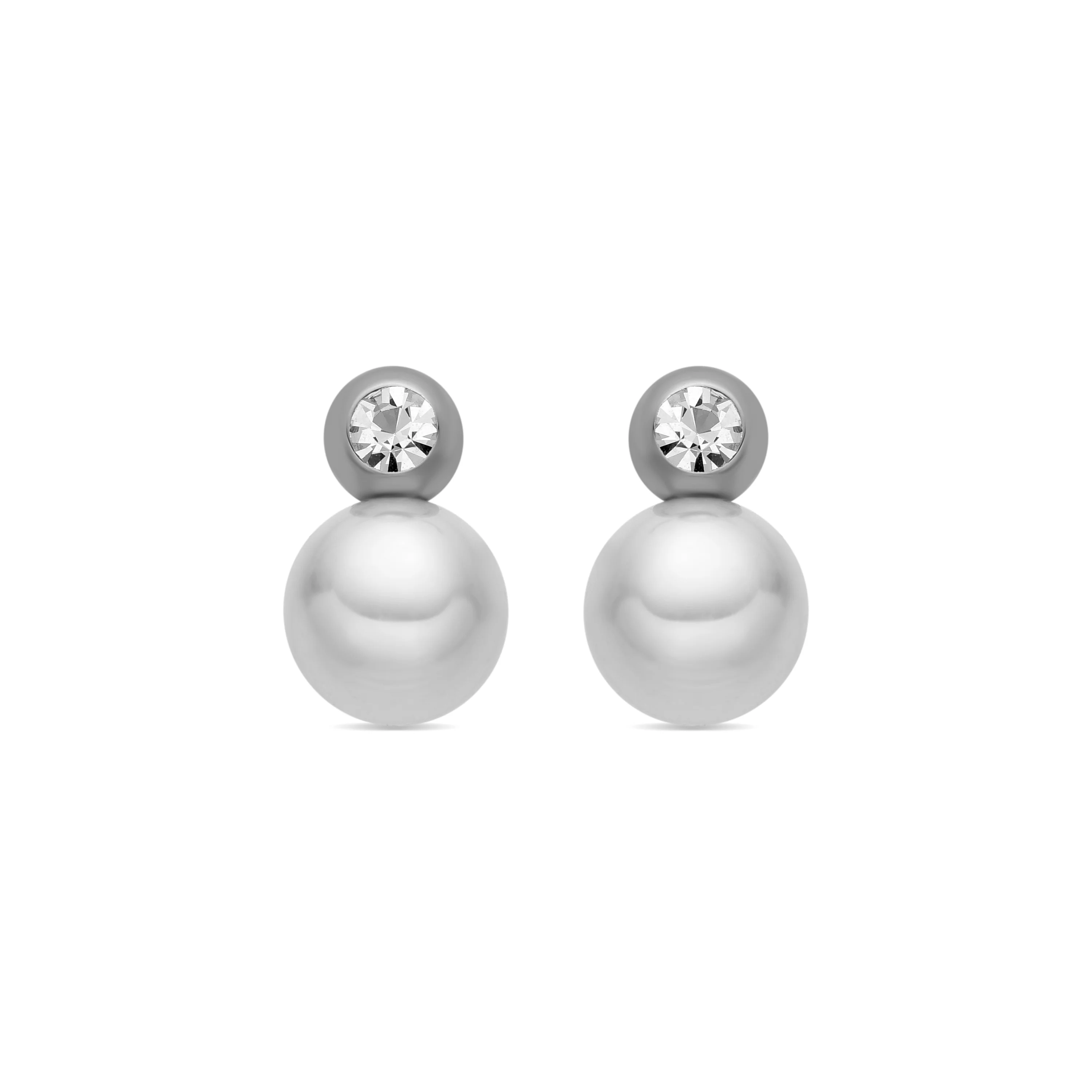 Pendientes con Perla Blanca acabado plata - Asny