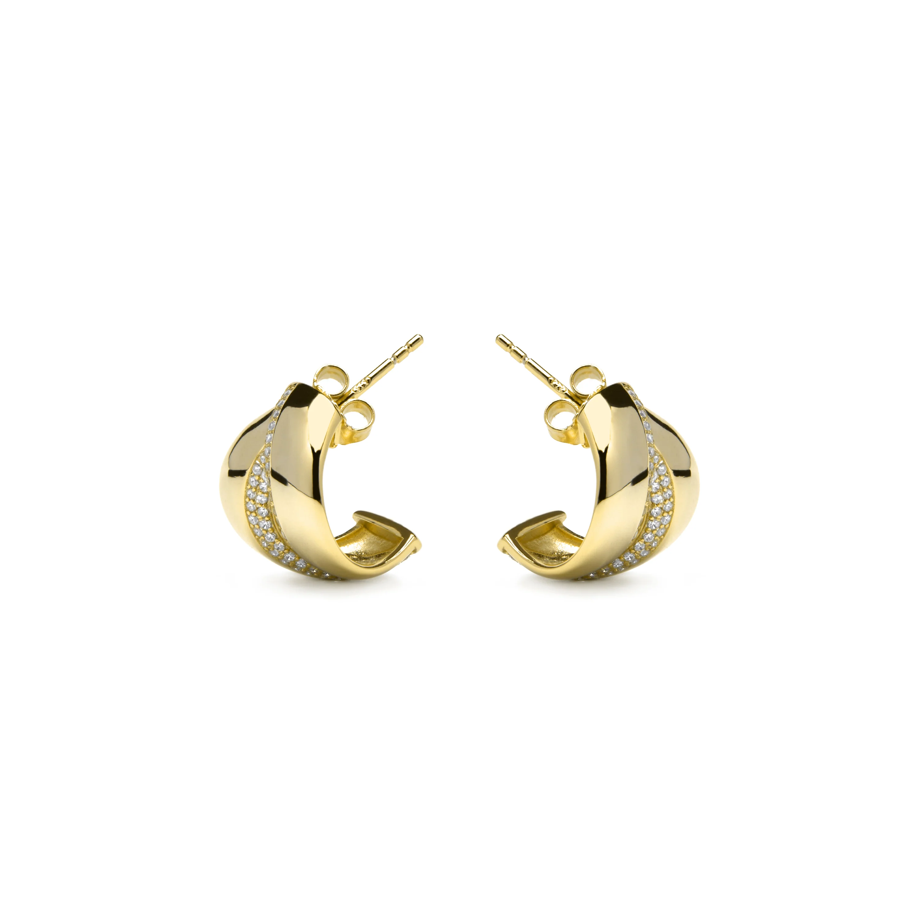 Pendientes de Plata de Ley 925 y Circonita Brillante acabado oro amarillo de 18k - Asrae - Image 3
