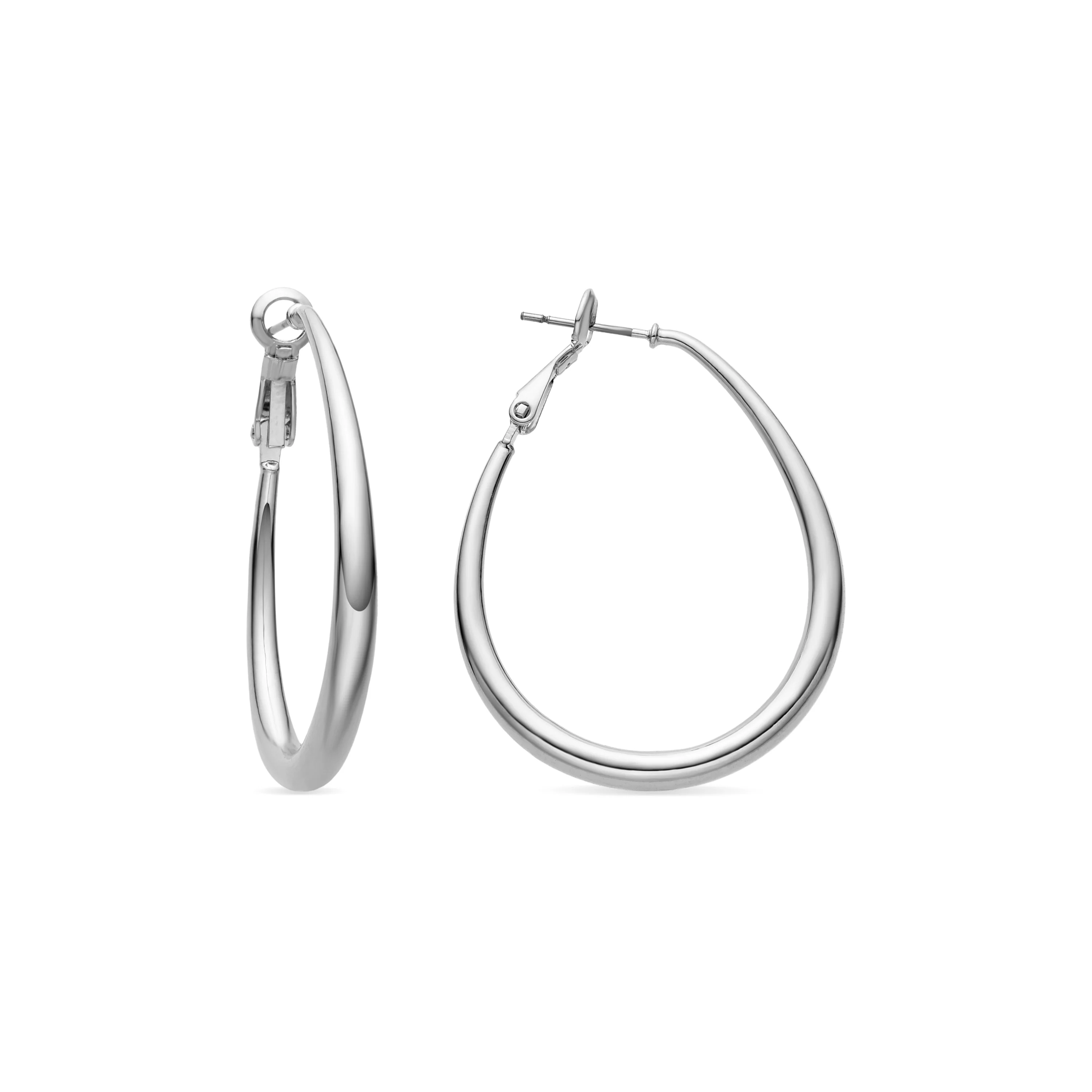 Pendientes de 38mm de diámetro acabado en rodio- Babo