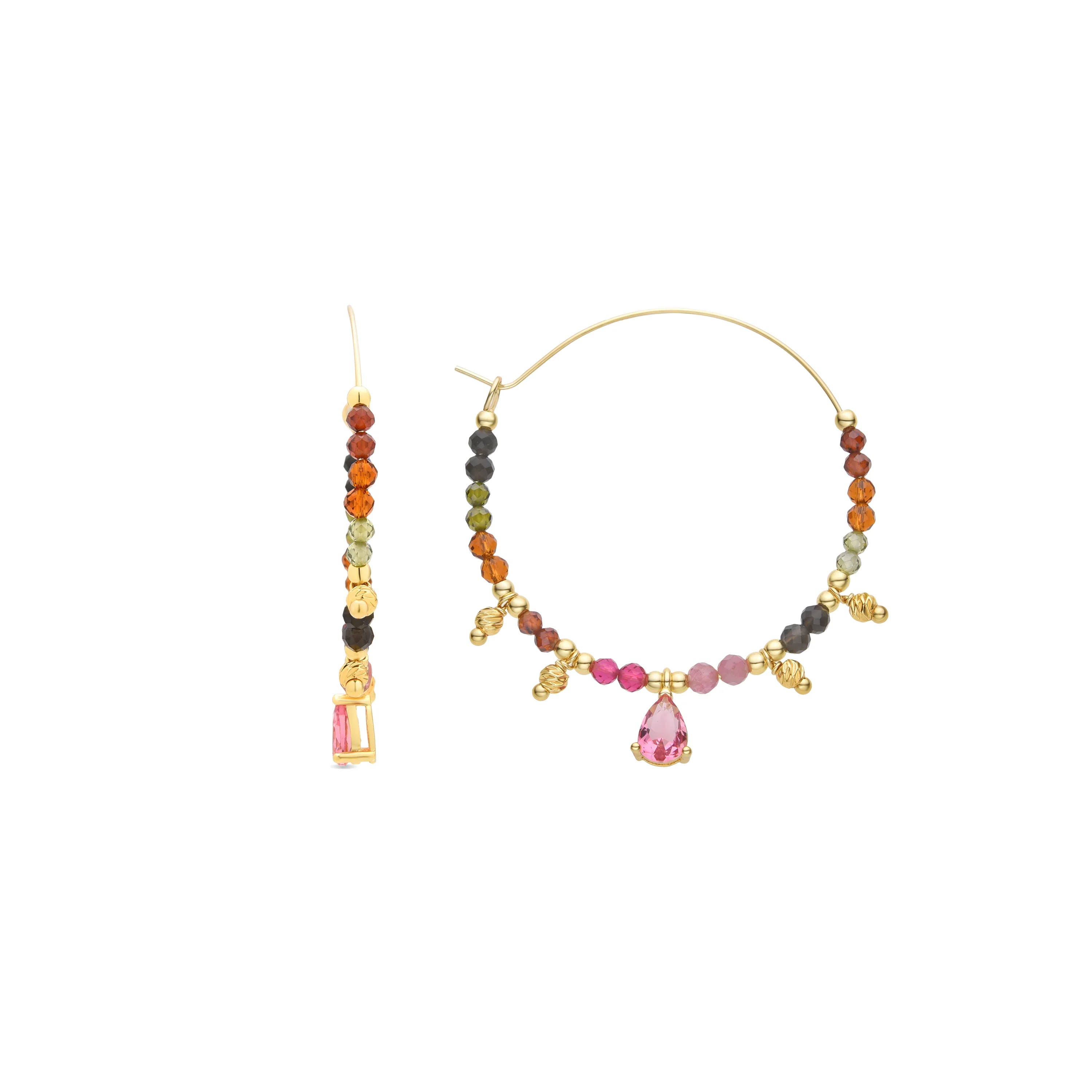 Pendientes de Turmalina Multicolor acabados en oro amarillo 18K - Baim
