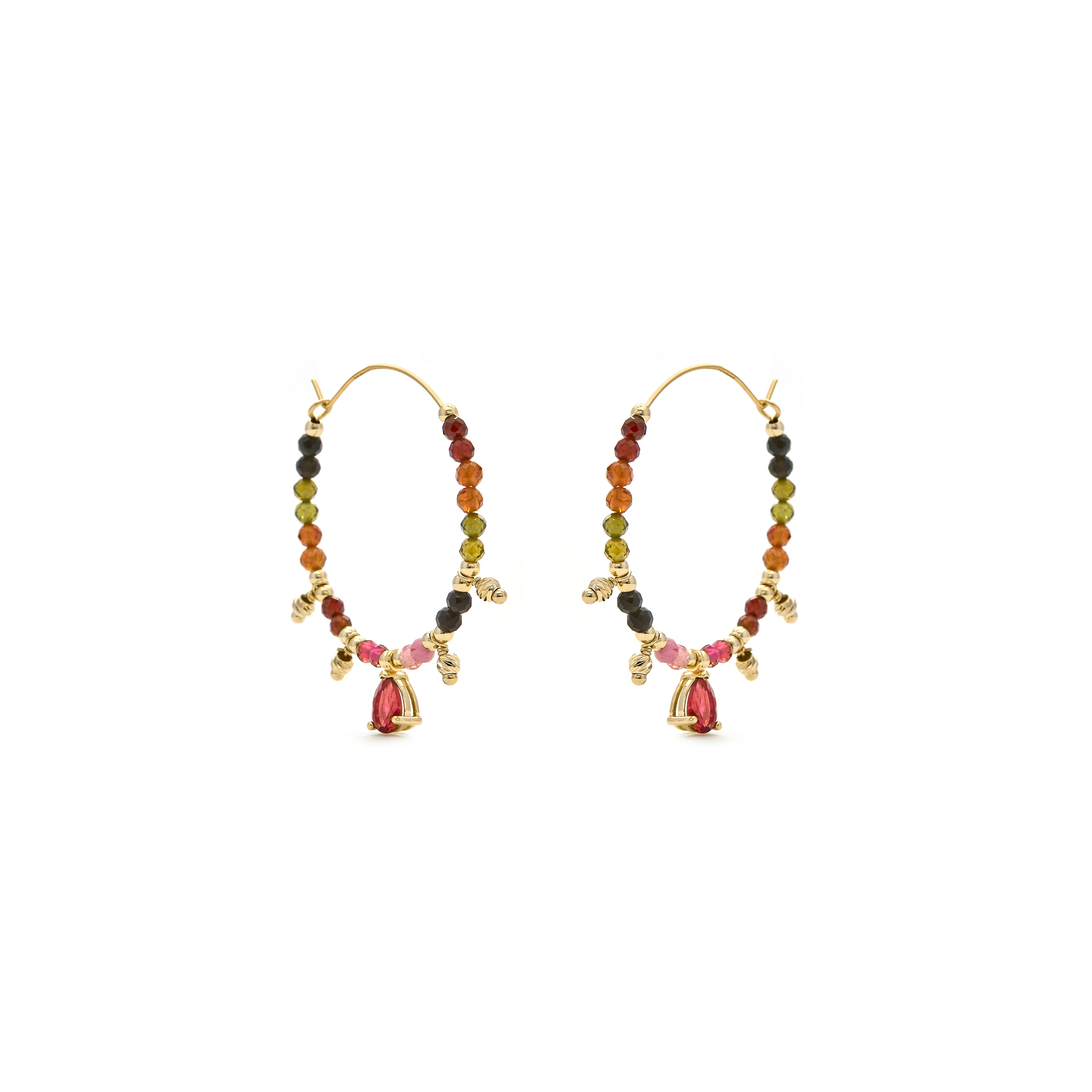 Pendientes de Turmalina Multicolor acabados en oro amarillo 18K - Baim - Image 3