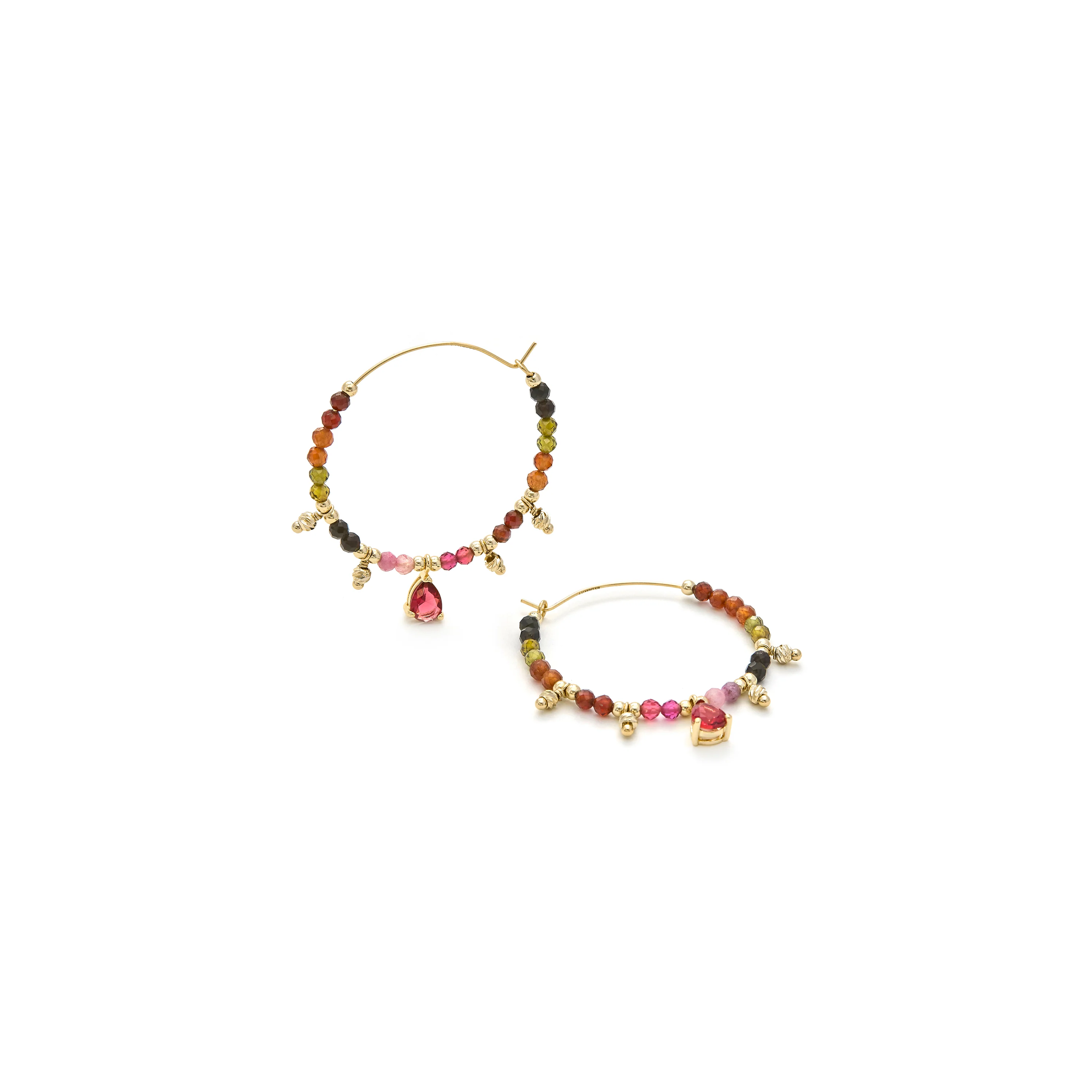 Pendientes de Turmalina Multicolor acabados en oro amarillo 18K - Baim - Image 5