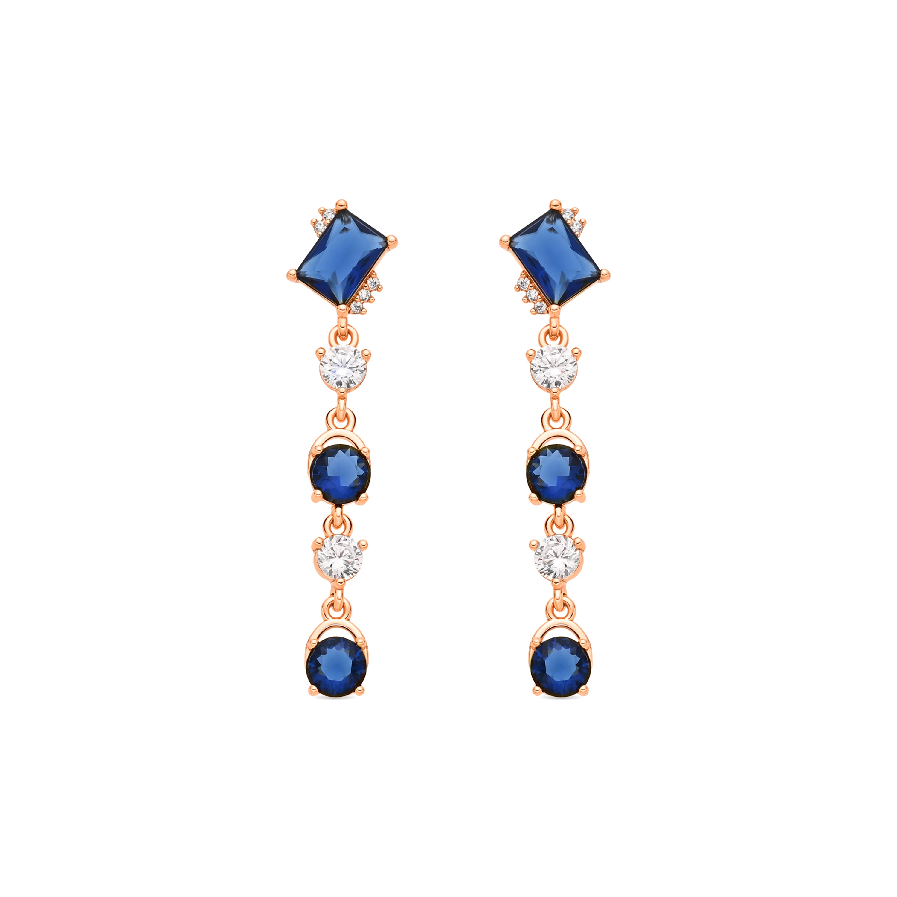 Pendientes de Circonita Zafiro acabado en oro amarillo de 18k - Bakmus