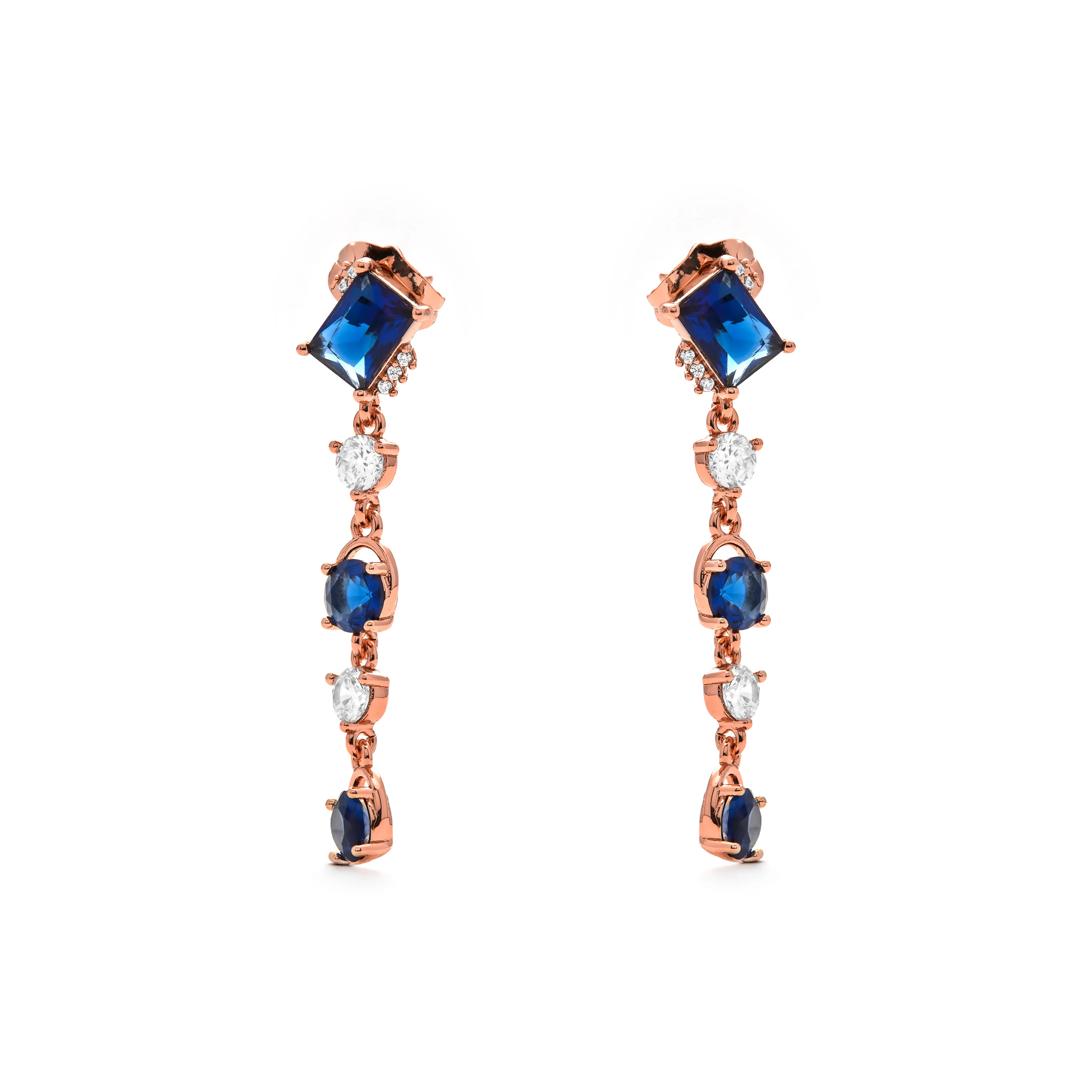 Pendientes de Circonita Zafiro acabado en oro amarillo de 18k - Bakmus - Image 3