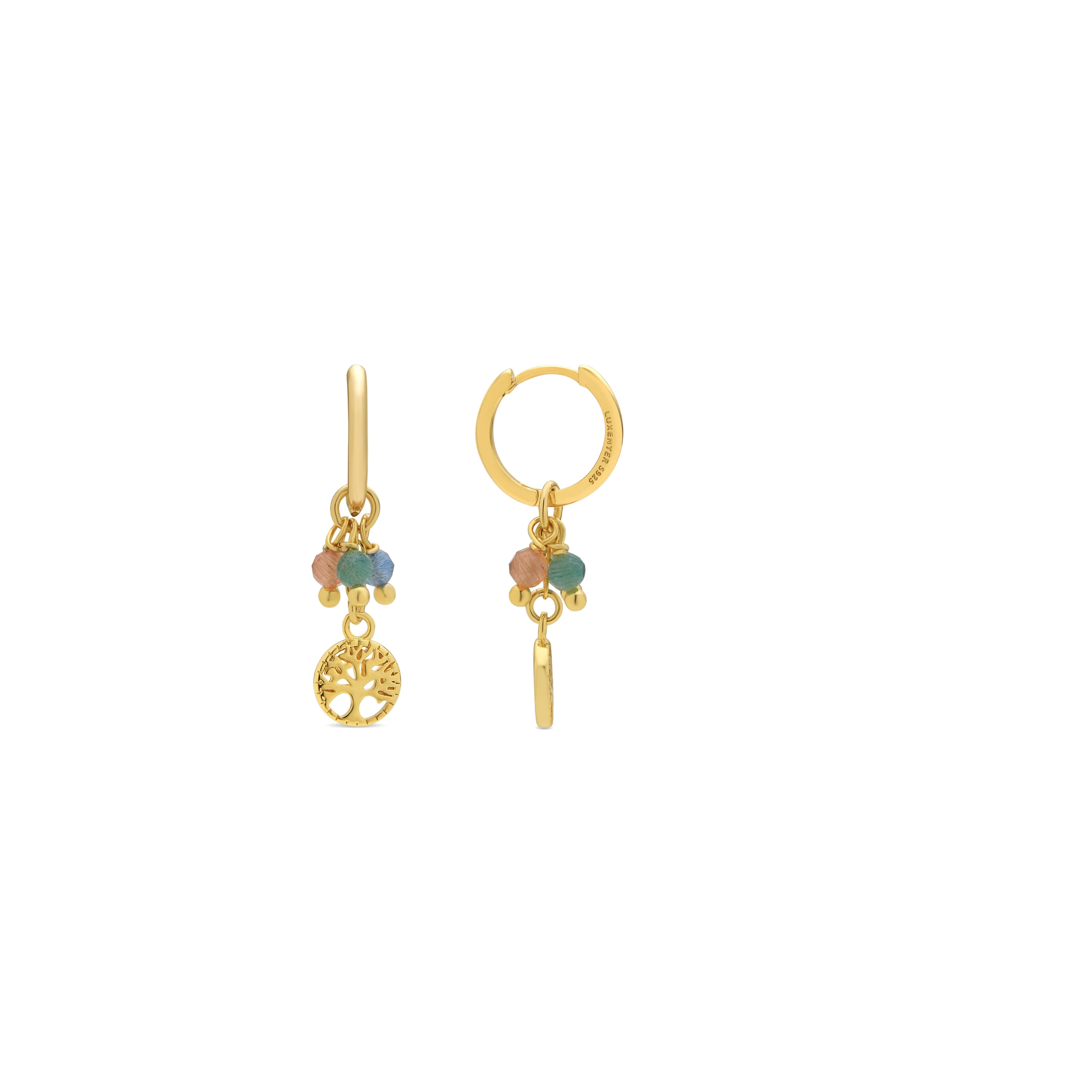 Pendientes de Plata de Ley 925 y Cristal Multicolor acabado oro amarillo de 18k - Balal