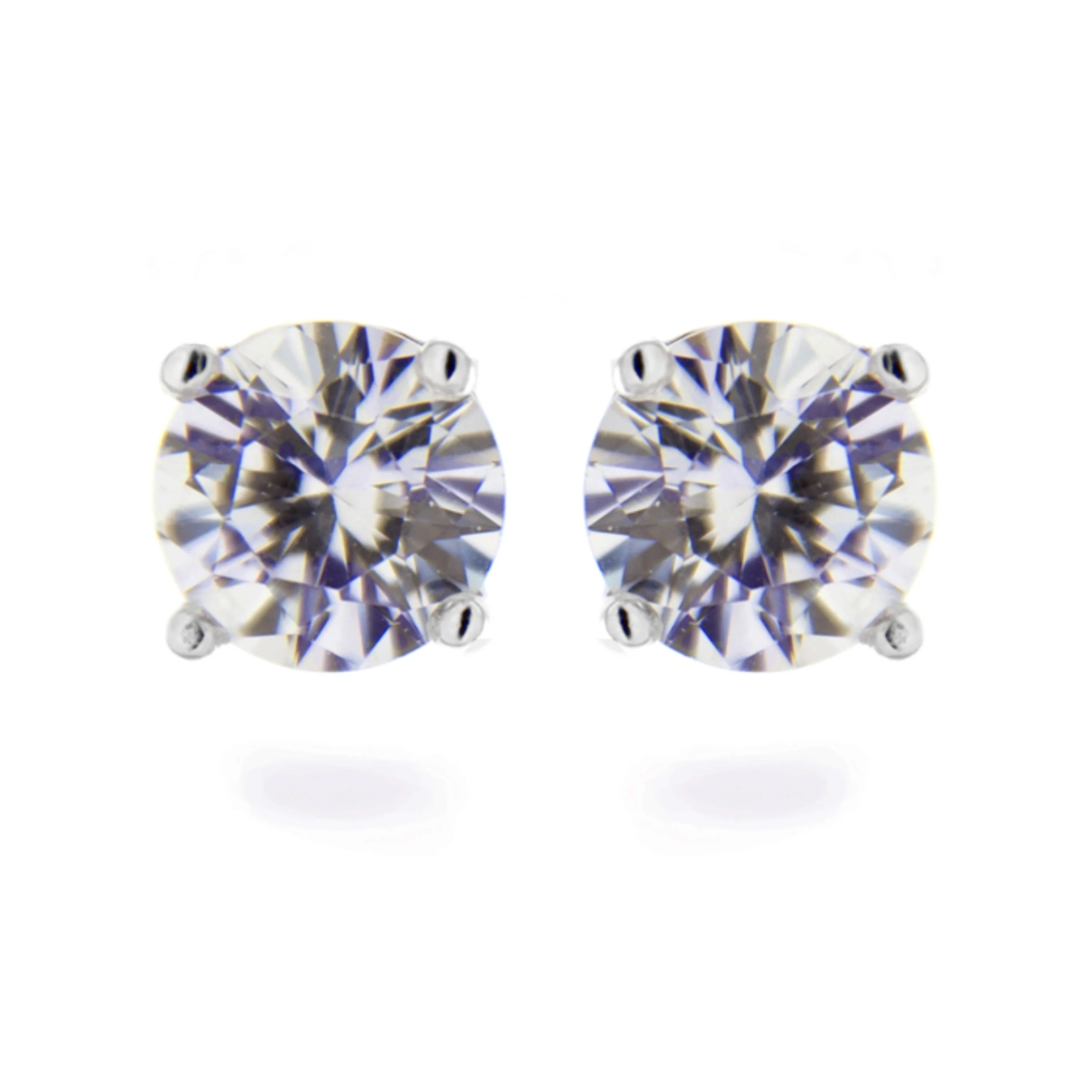 Pendientes de Plata de Ley 925 de 7mm con Circonita acabados en rodio - Básico