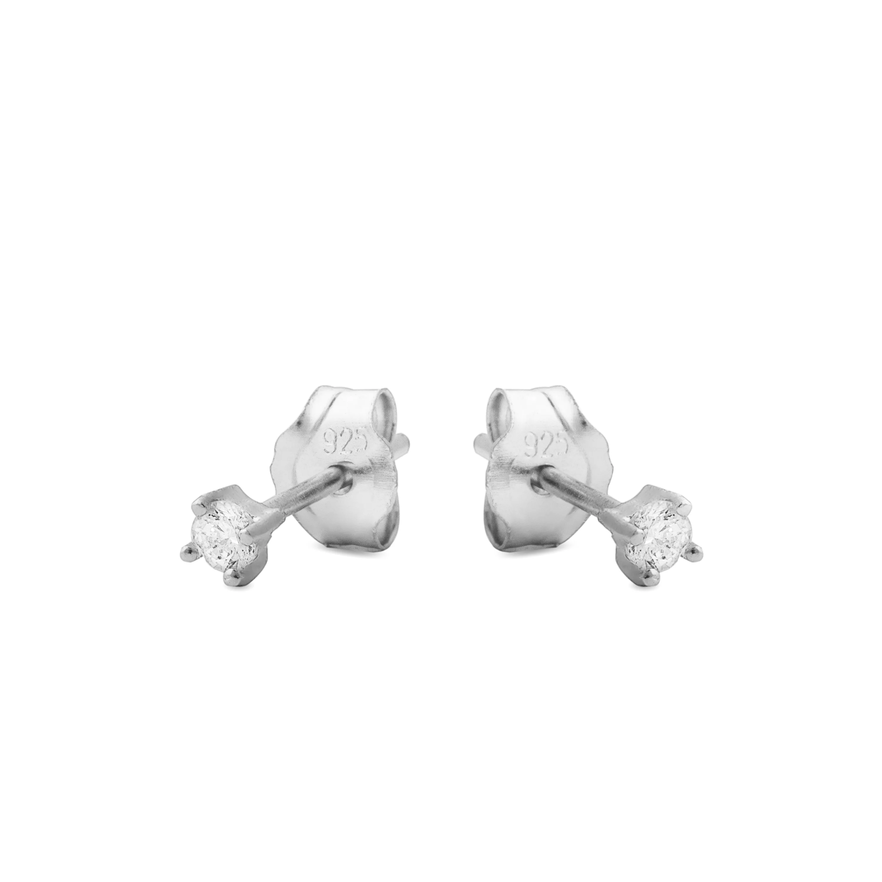 Pendientes de Plata de Ley 925 con Circonita Brillante acabados en rodio - Básico - Image 3