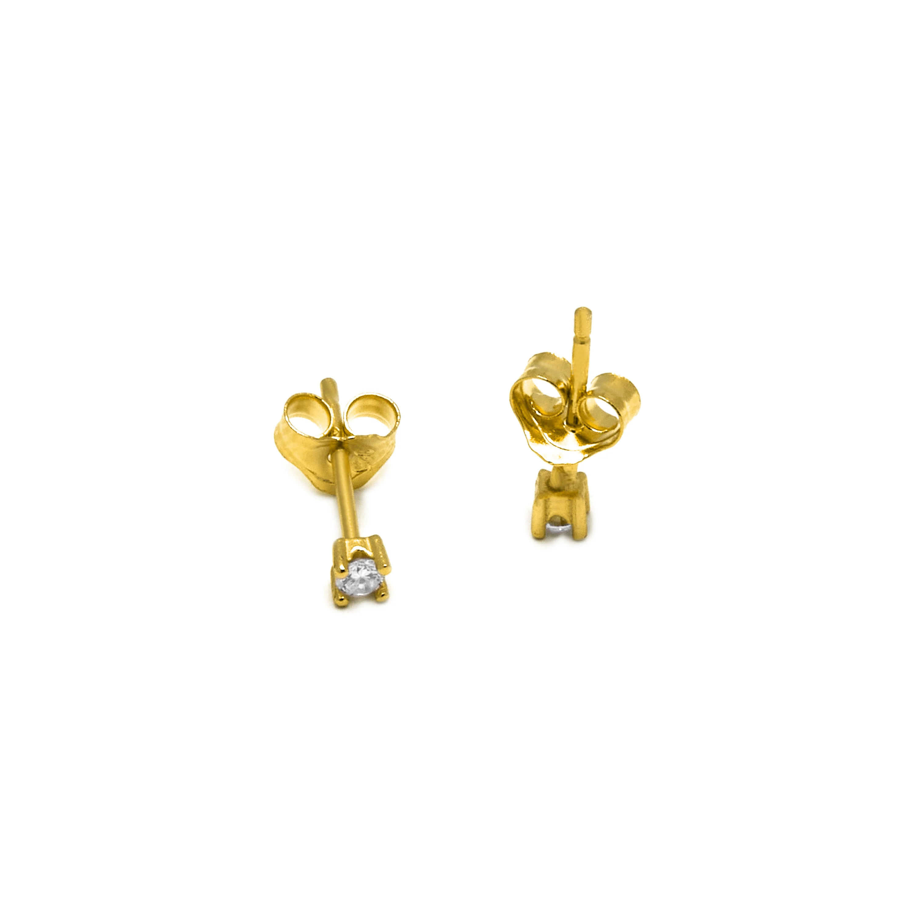 Pendientes de Plata de Ley 925 de 2mm con Circonita acabado oro amarillo de 18k - Básico - Image 4