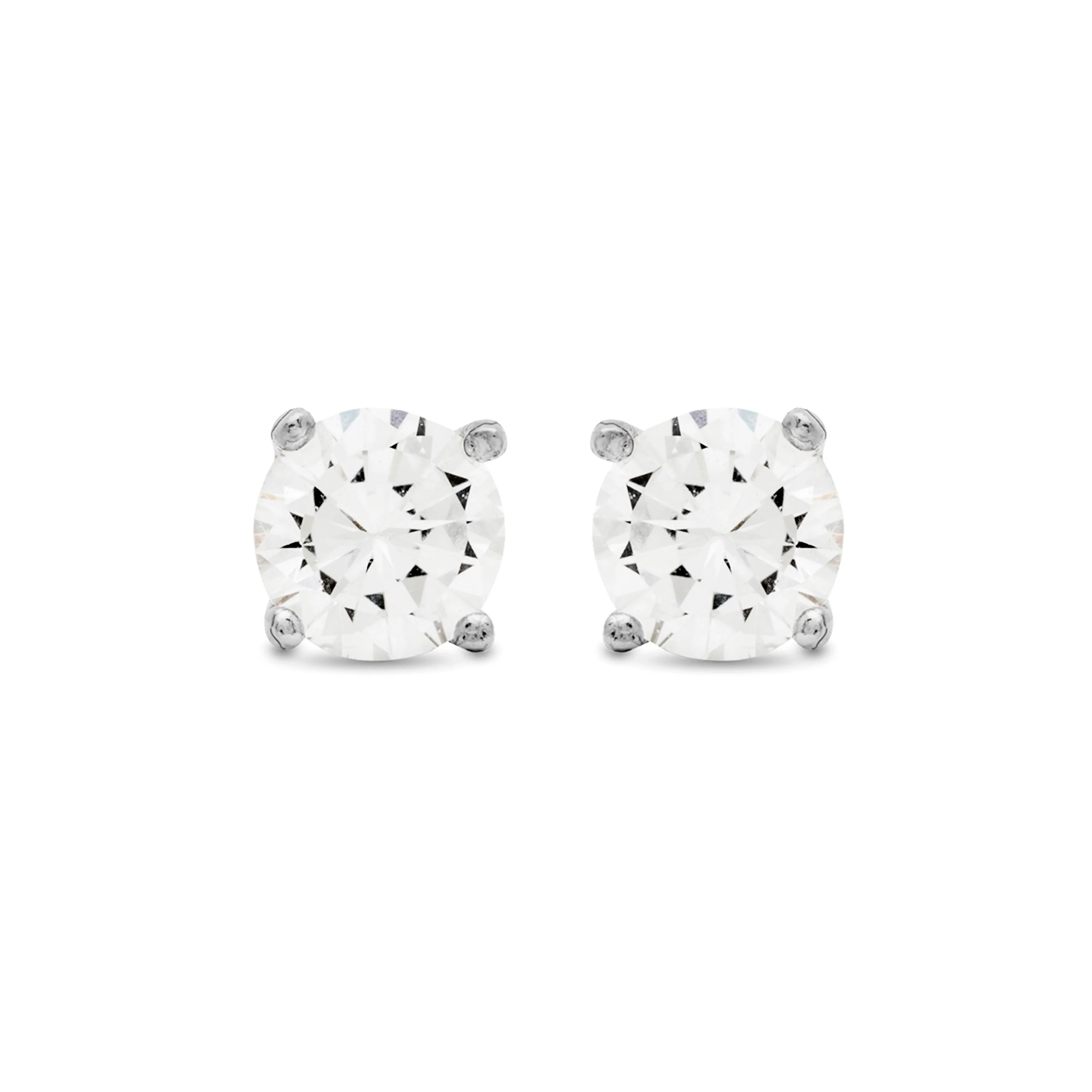 Pendientes de Plata de Ley 925 de 5mm con Circonita acabados en rodio - Básico