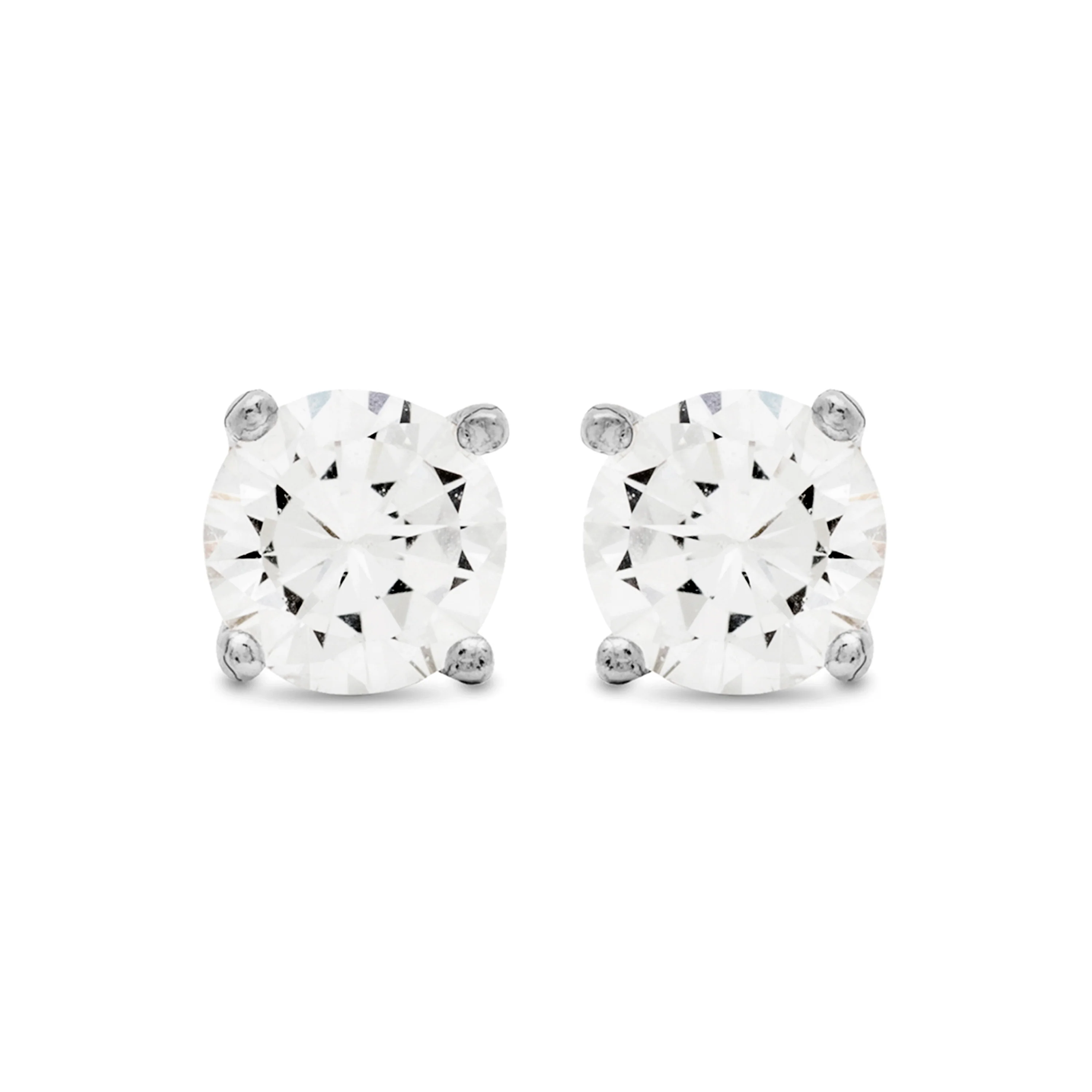 Pendientes de plata de ley 925de 6mm con Circonita acabados en rodio - Básico